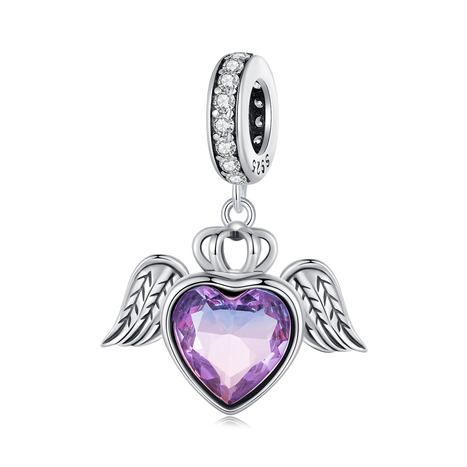 estilo pandora colgante en forma de corazón con alas scc2587