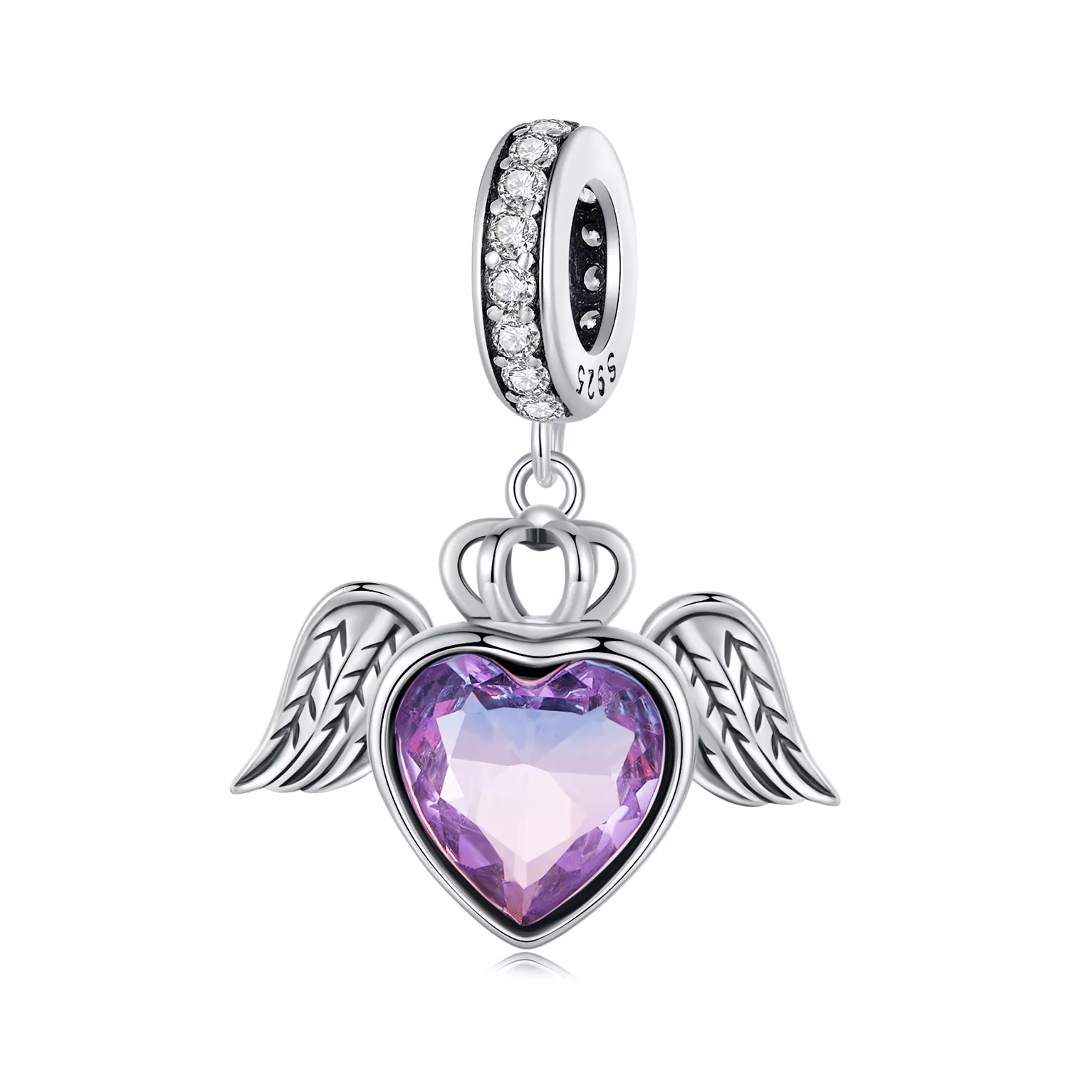 estilo pandora colgante en forma de corazón con alas scc2587