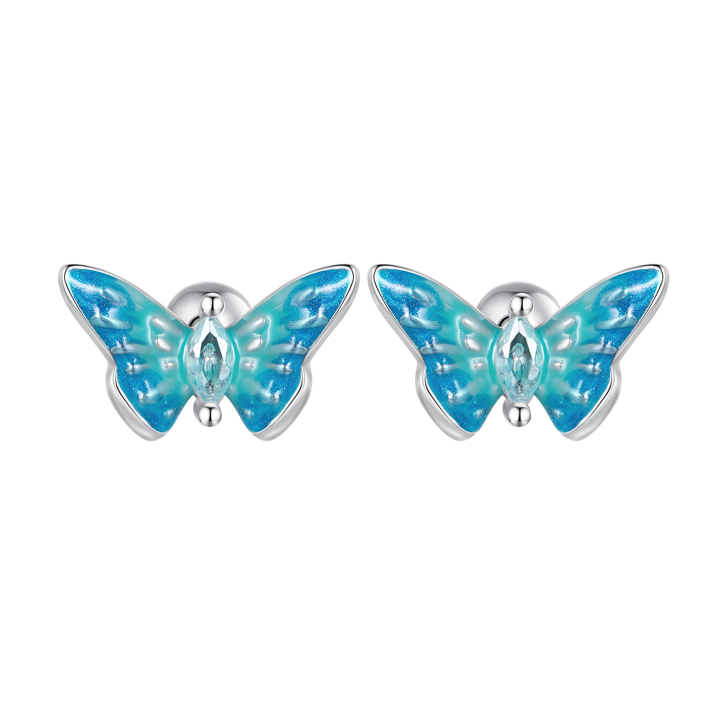 estilo pandora exquisitos pendientes de mariposa sce1571