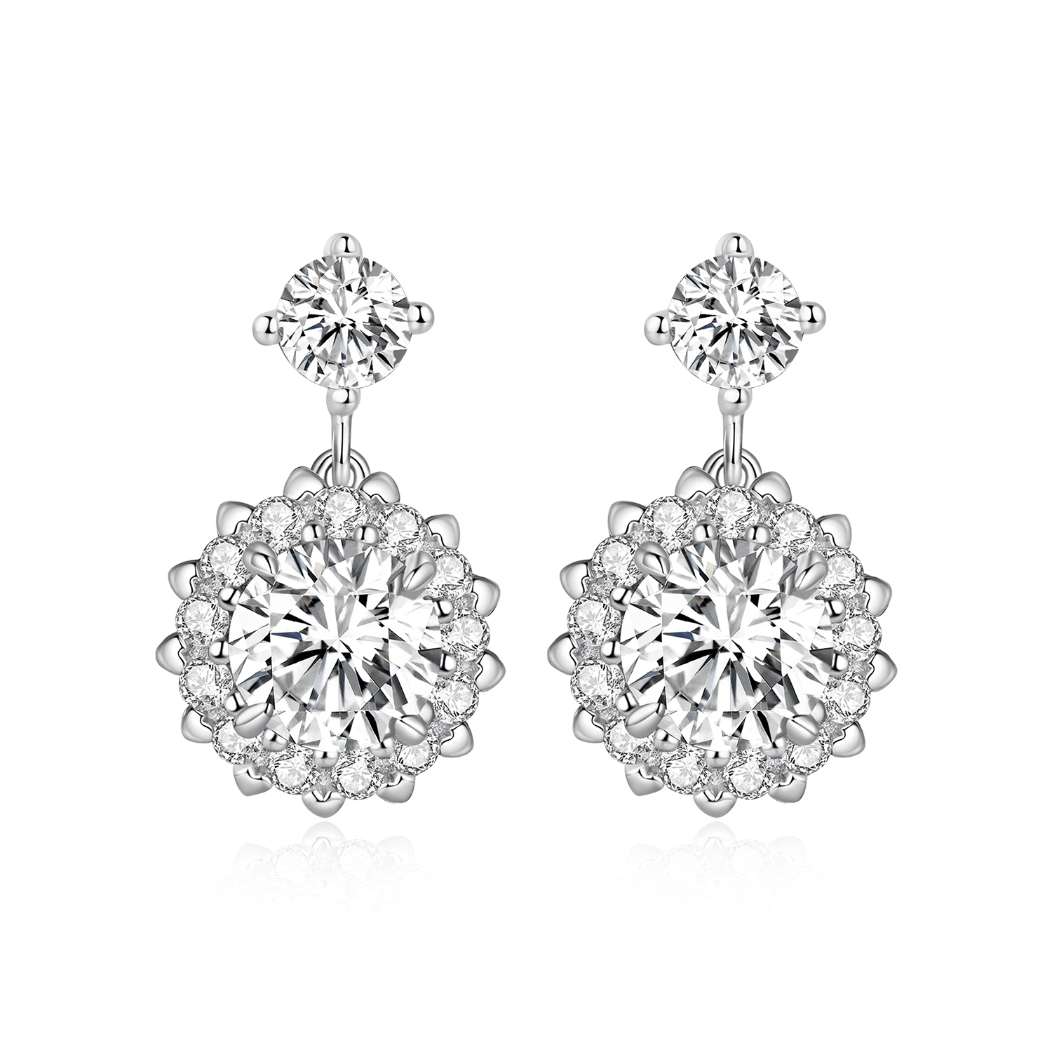 estilo pandora pendientes de 1ct moissanite mse028