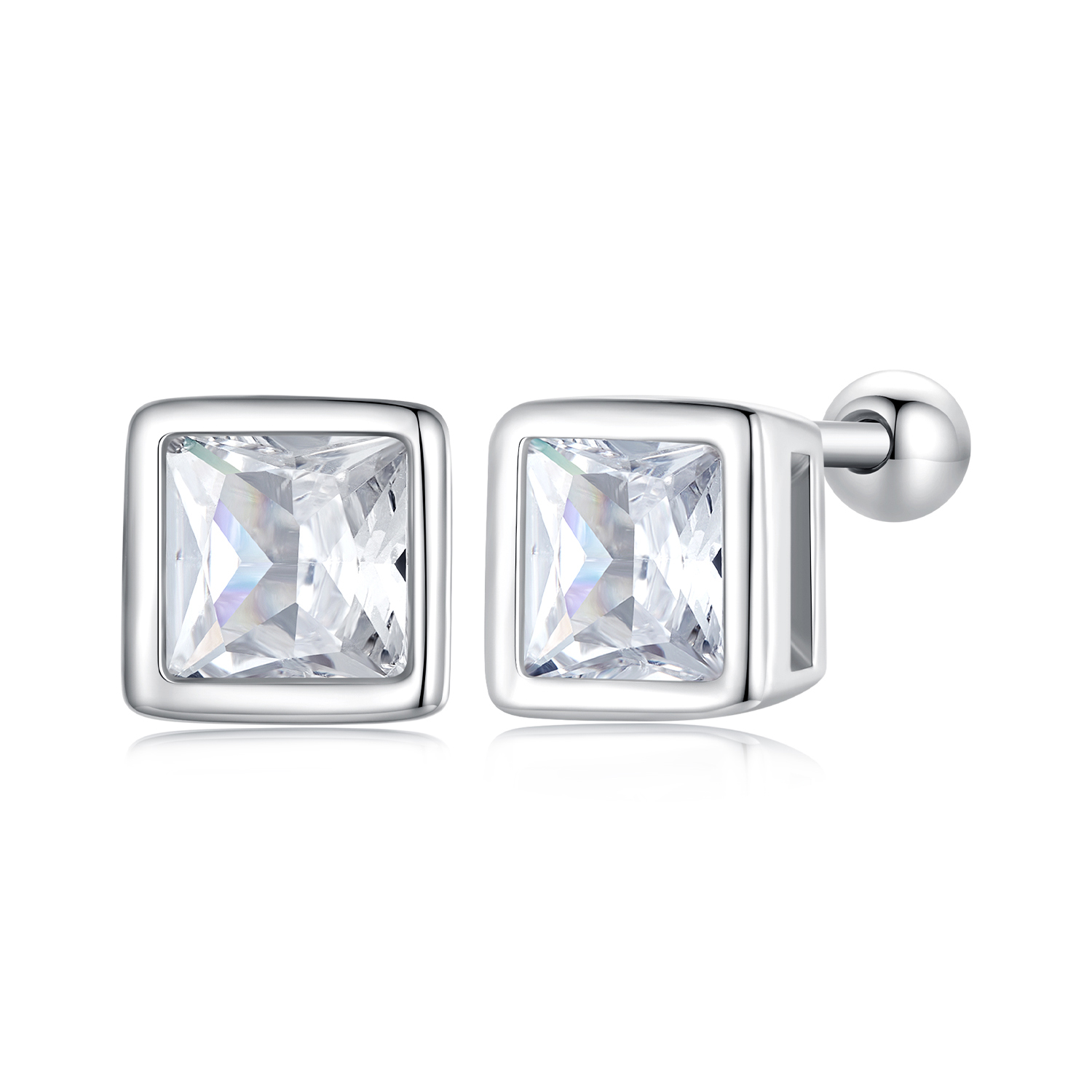 estilo pandora princesa zirconia pendientes de botón bse885 l