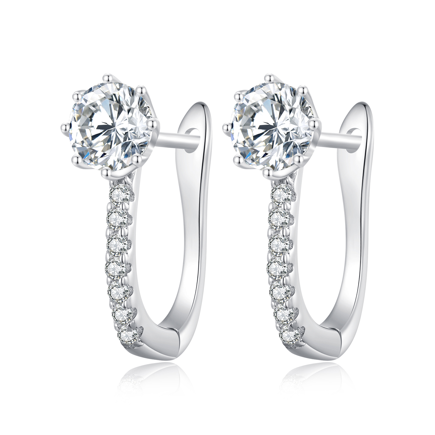 estos aretes de aro de estilo pandora con circonitas simples bse856