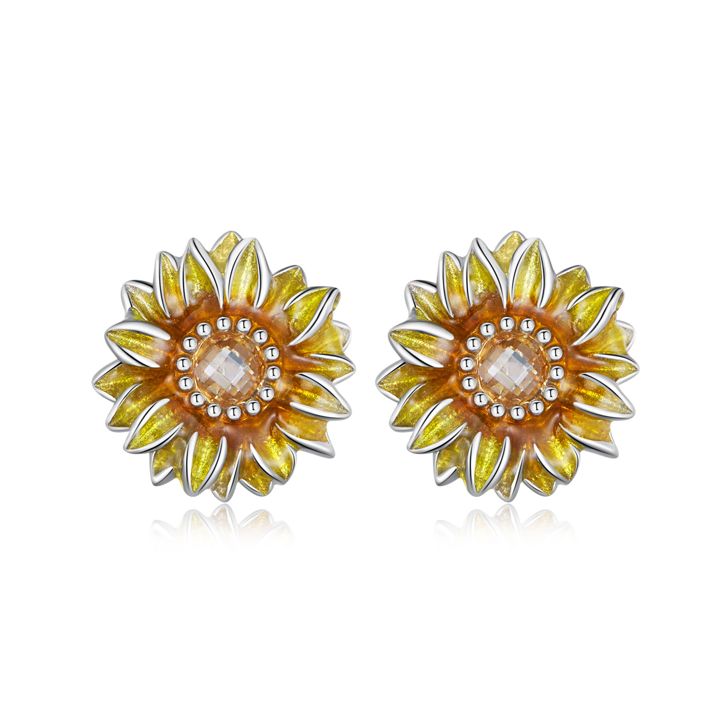 estos aretes estilo pandora con diseño de girasoles bse867