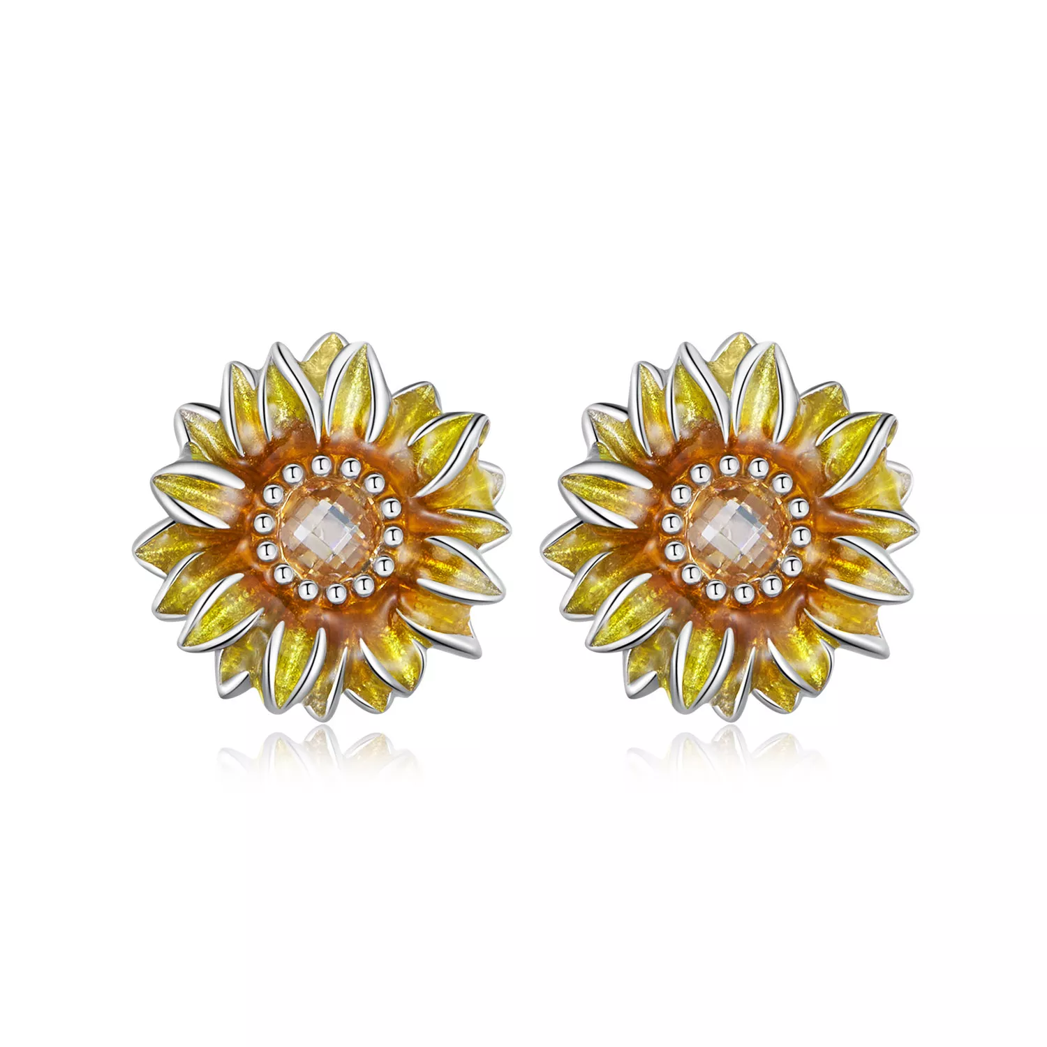 estos aretes estilo pandora con diseño de girasoles bse867