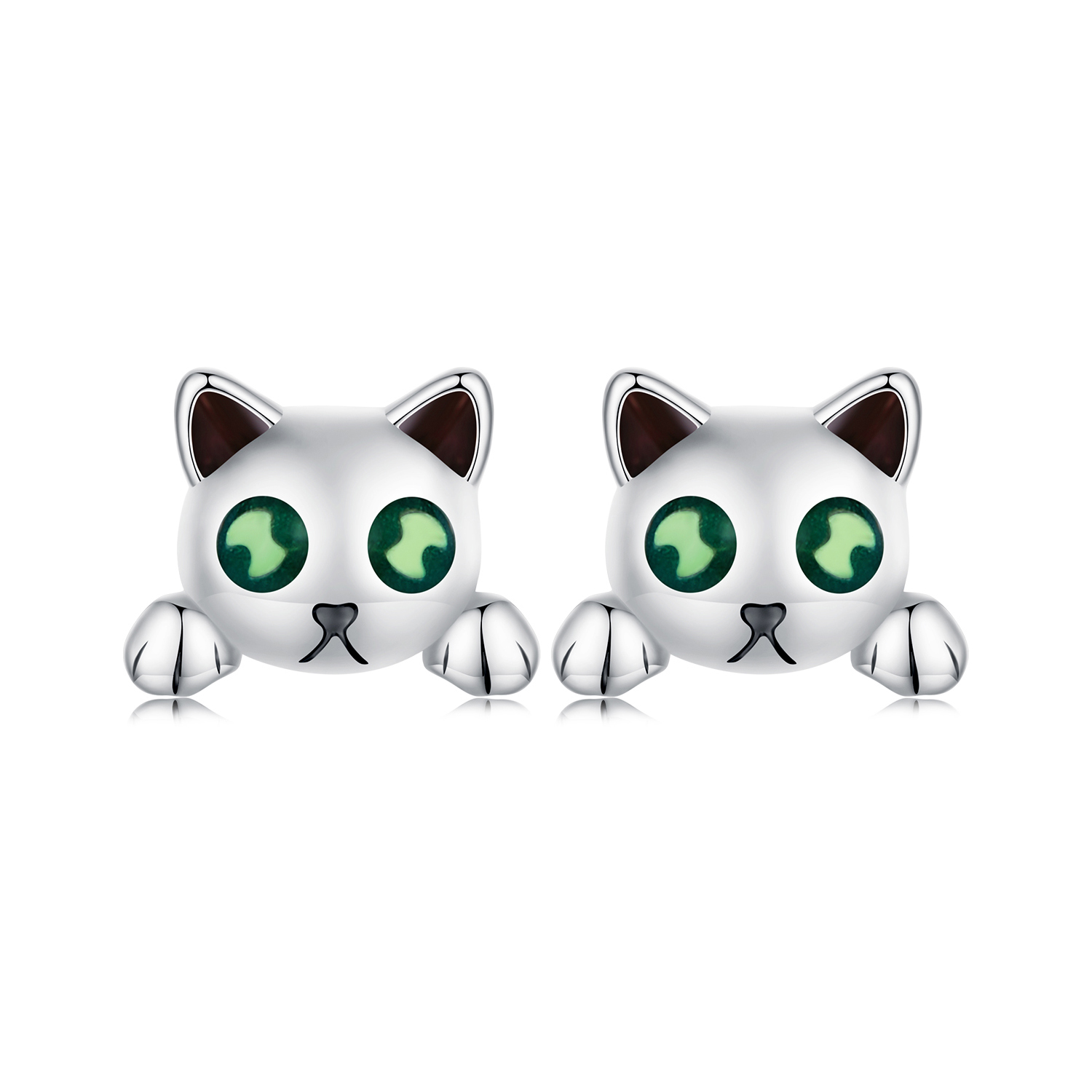 estos aretes estilo pandora con forma de gato brillan en la oscuridad sce1643