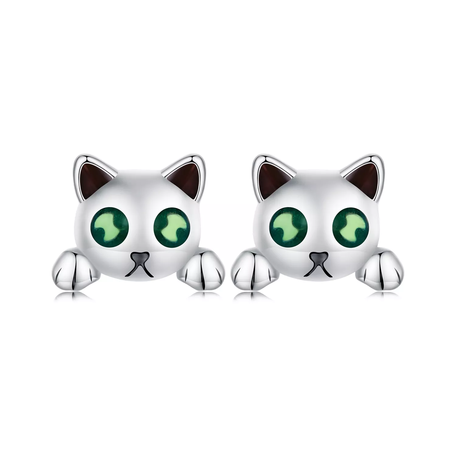 estos aretes estilo pandora con forma de gato brillan en la oscuridad sce1643