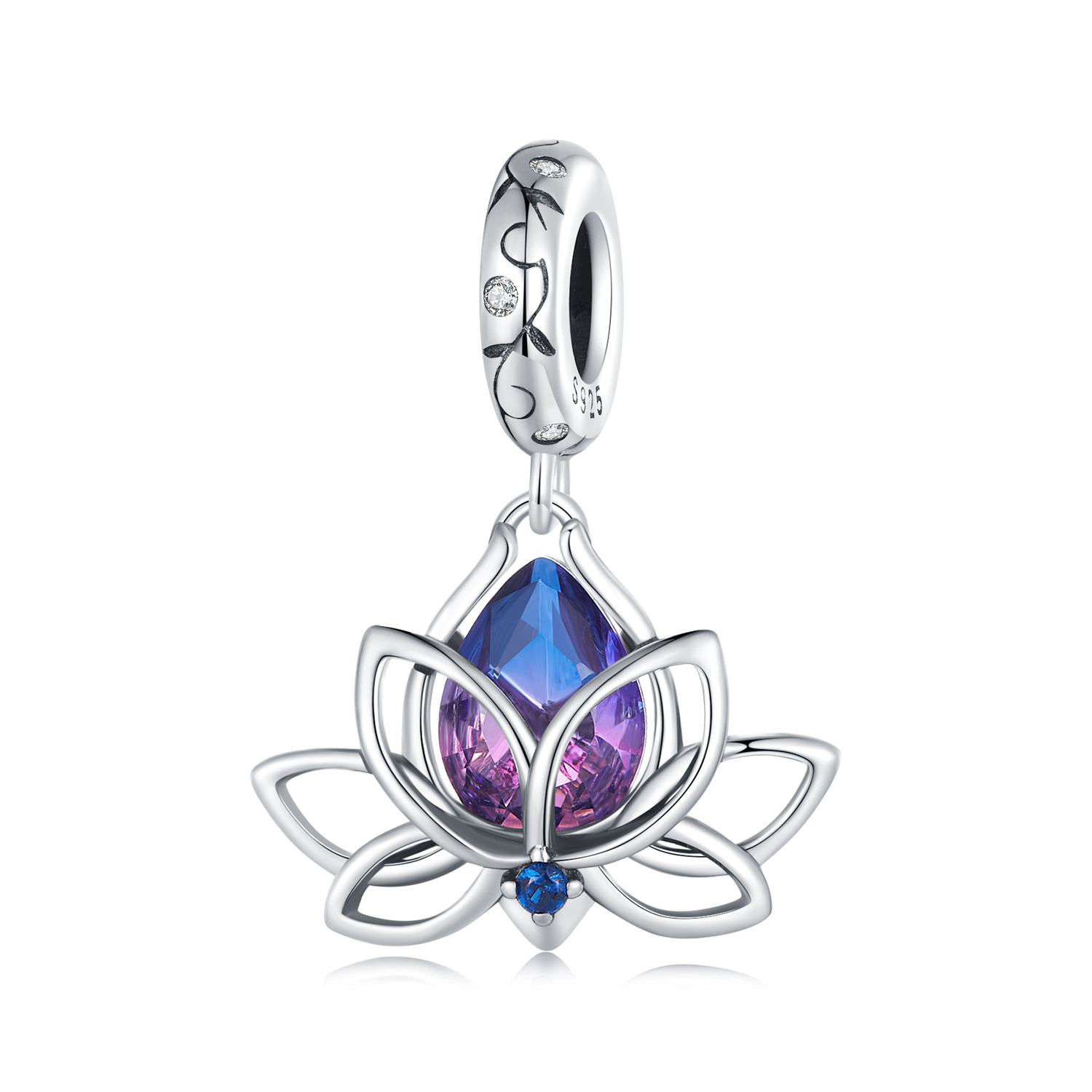pendiente colgante de estilo pandora con forma de loto scc2562