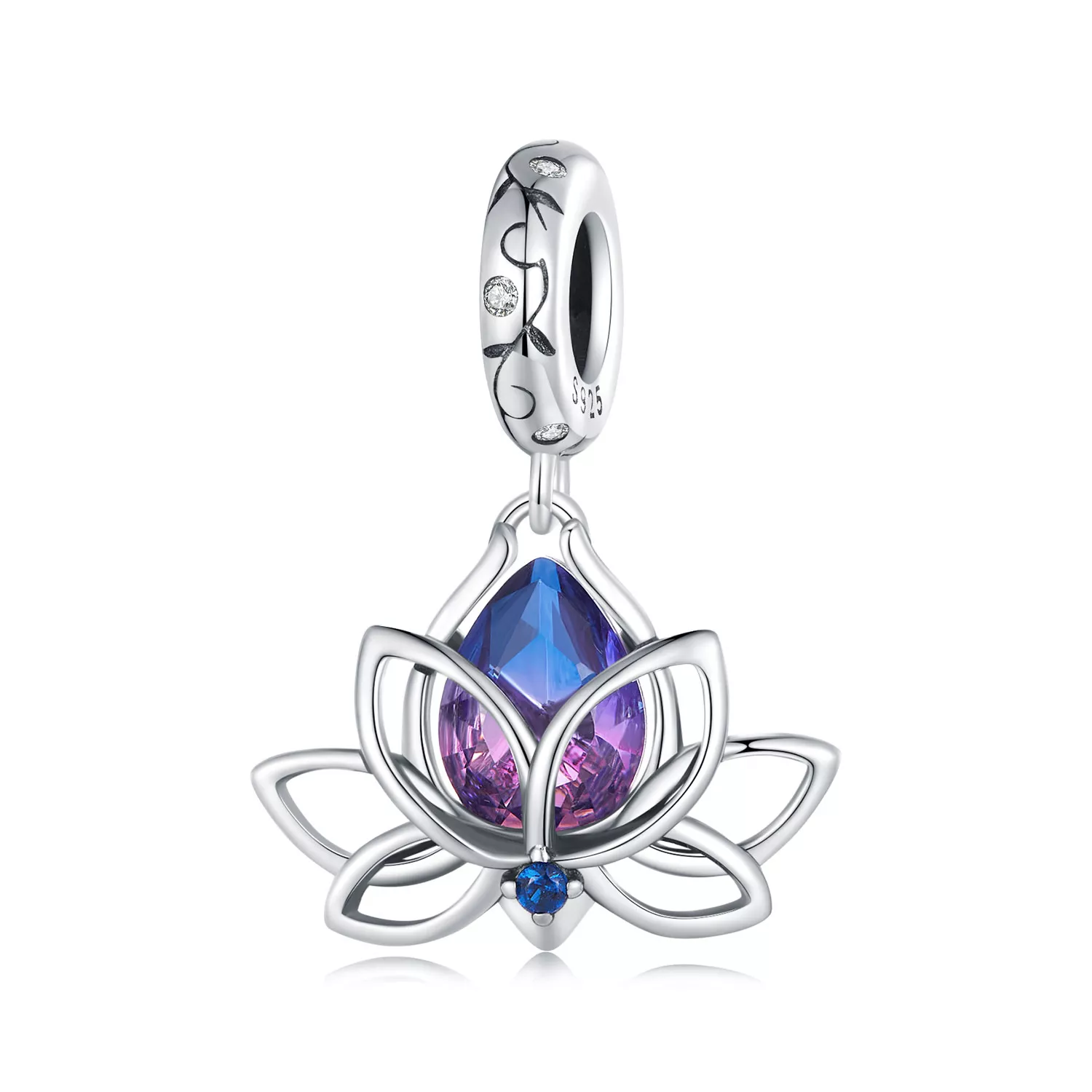 pendiente colgante de estilo pandora con forma de loto scc2562