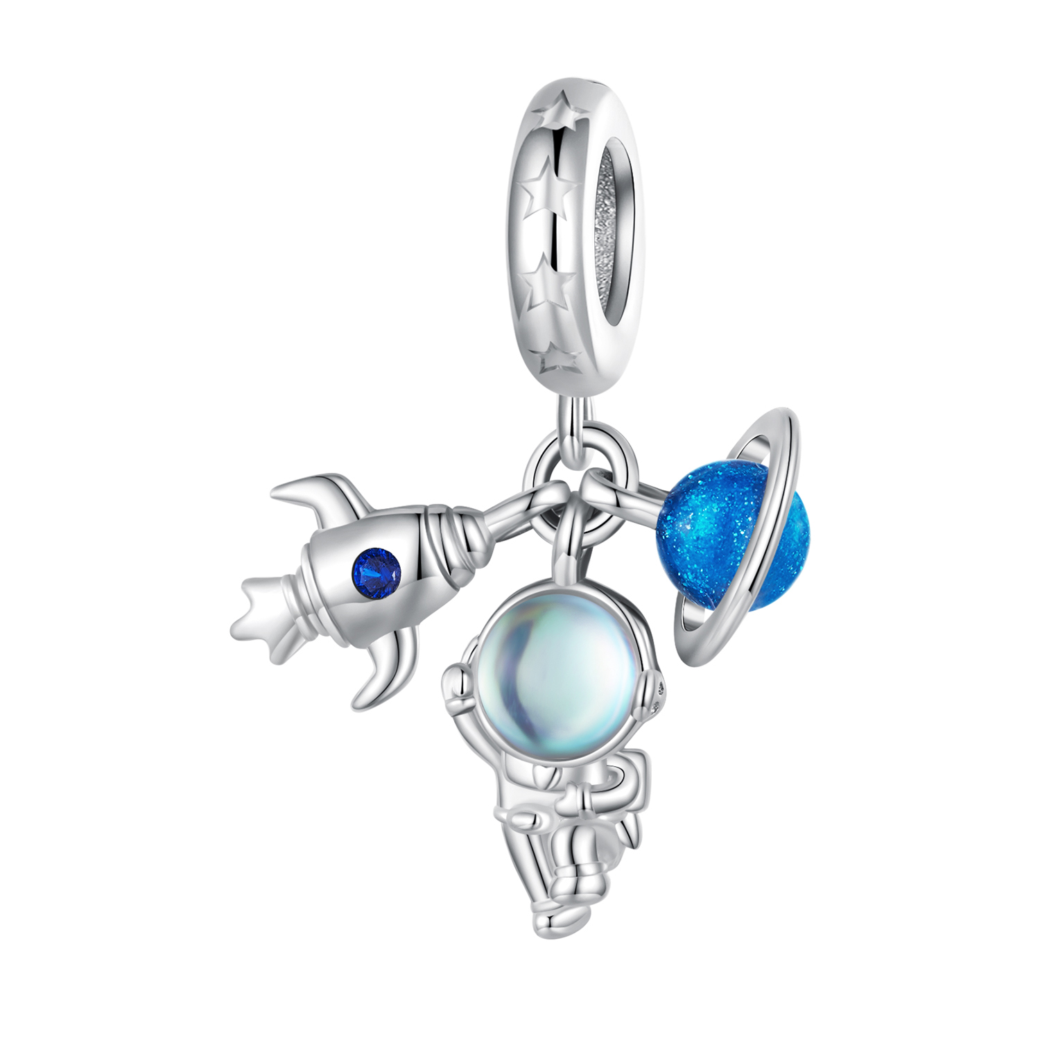 pendiente colgante estilo pandora con astronauta bsc791