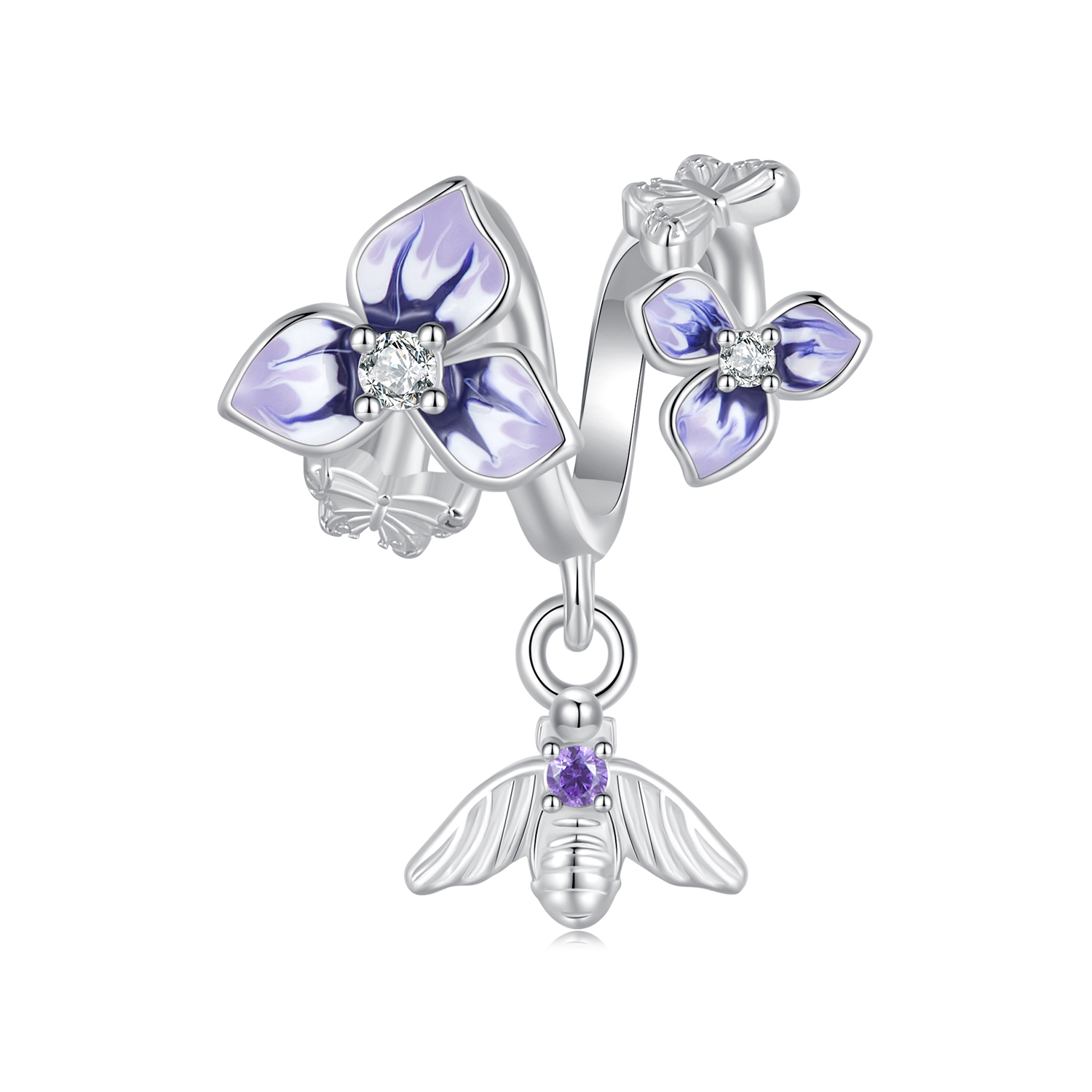 pendiente colgante estilo pandora con diseño de pensamiento scc2584