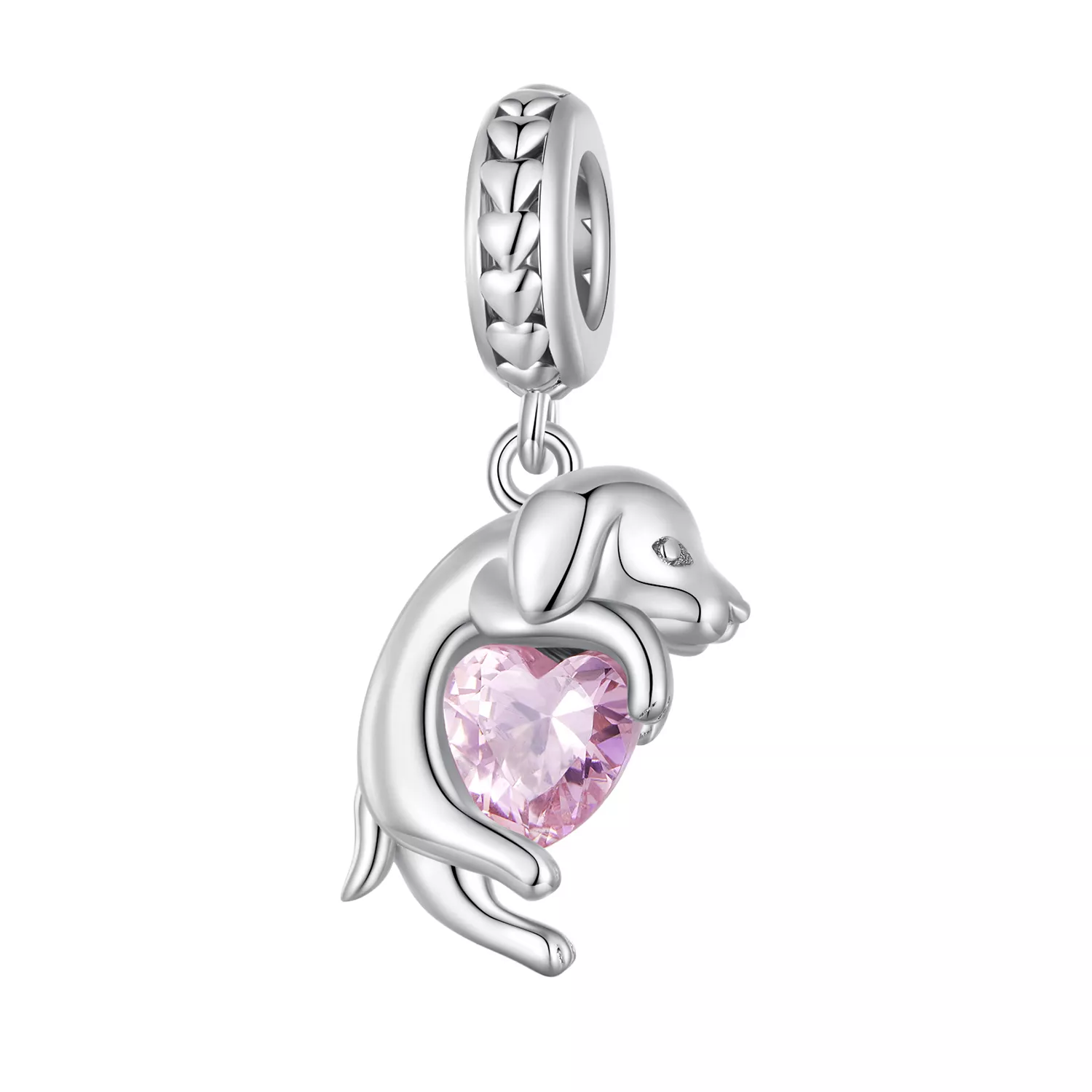 pendiente colgante estilo pandora con un pequeño golden retriever dorado bsc799