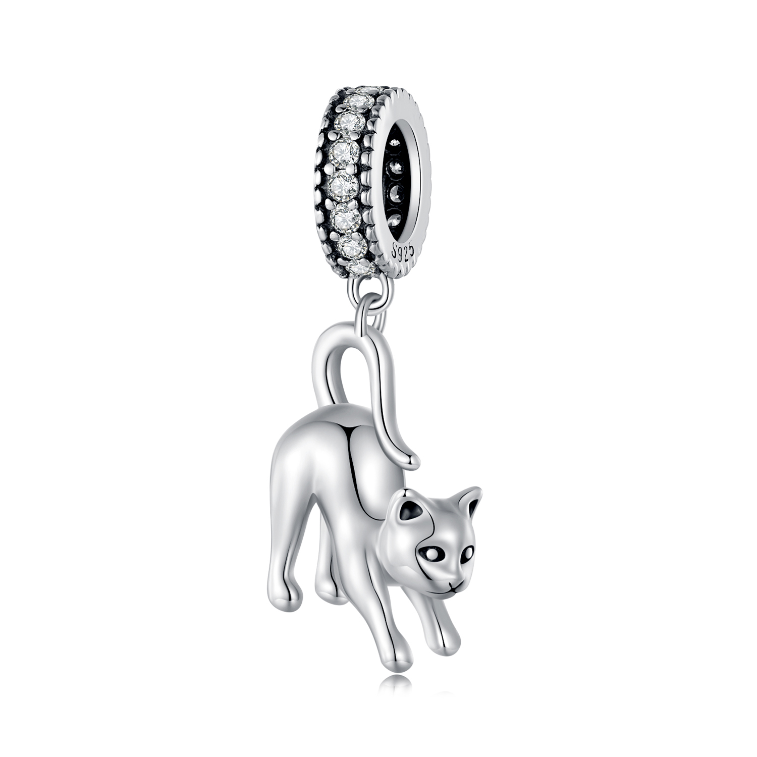 pendiente de gato con estilo pandora scc2595