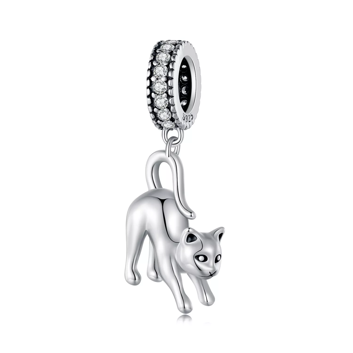 pendiente de gato con estilo pandora scc2595