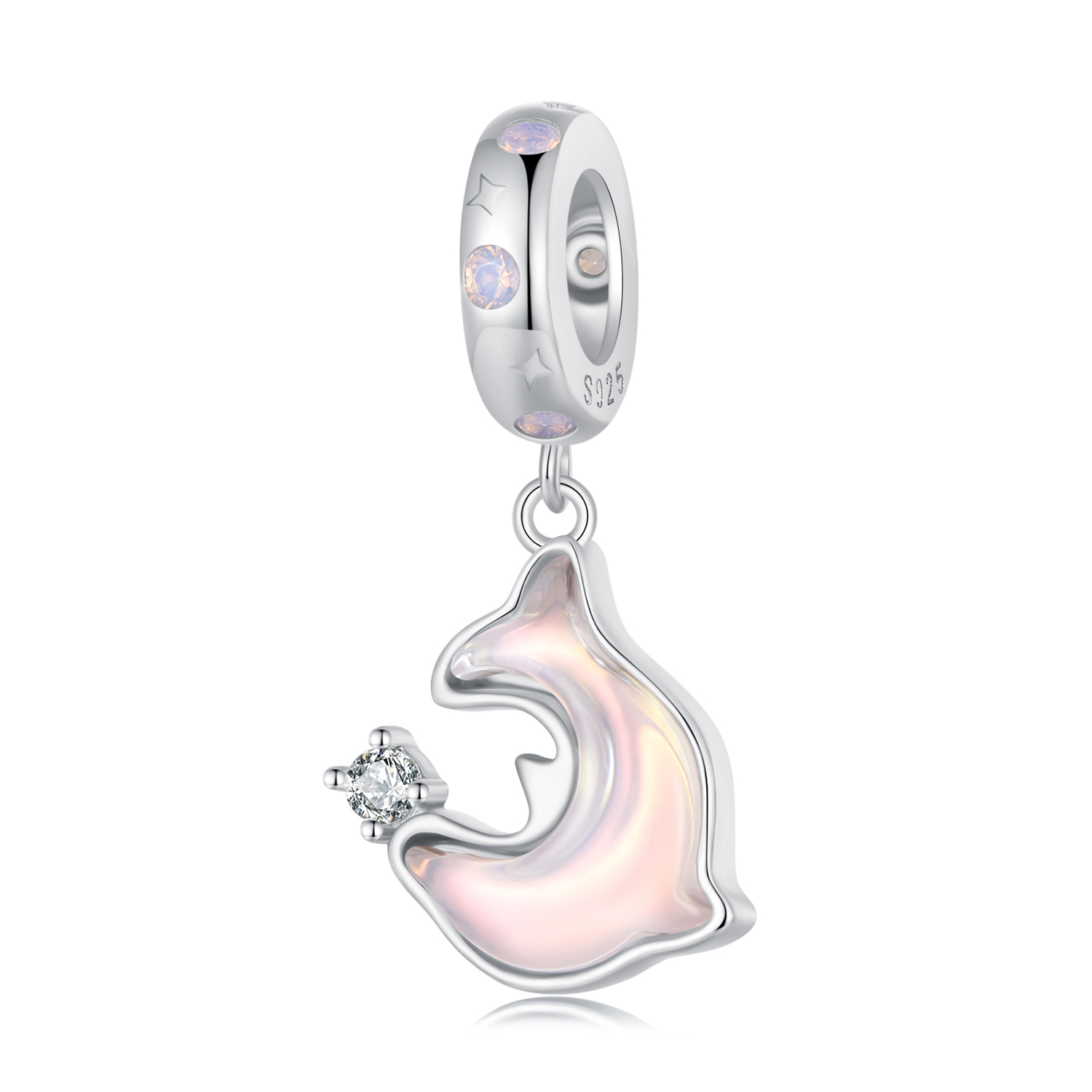 pendiente de lfín rosa estilo pandora scc2639