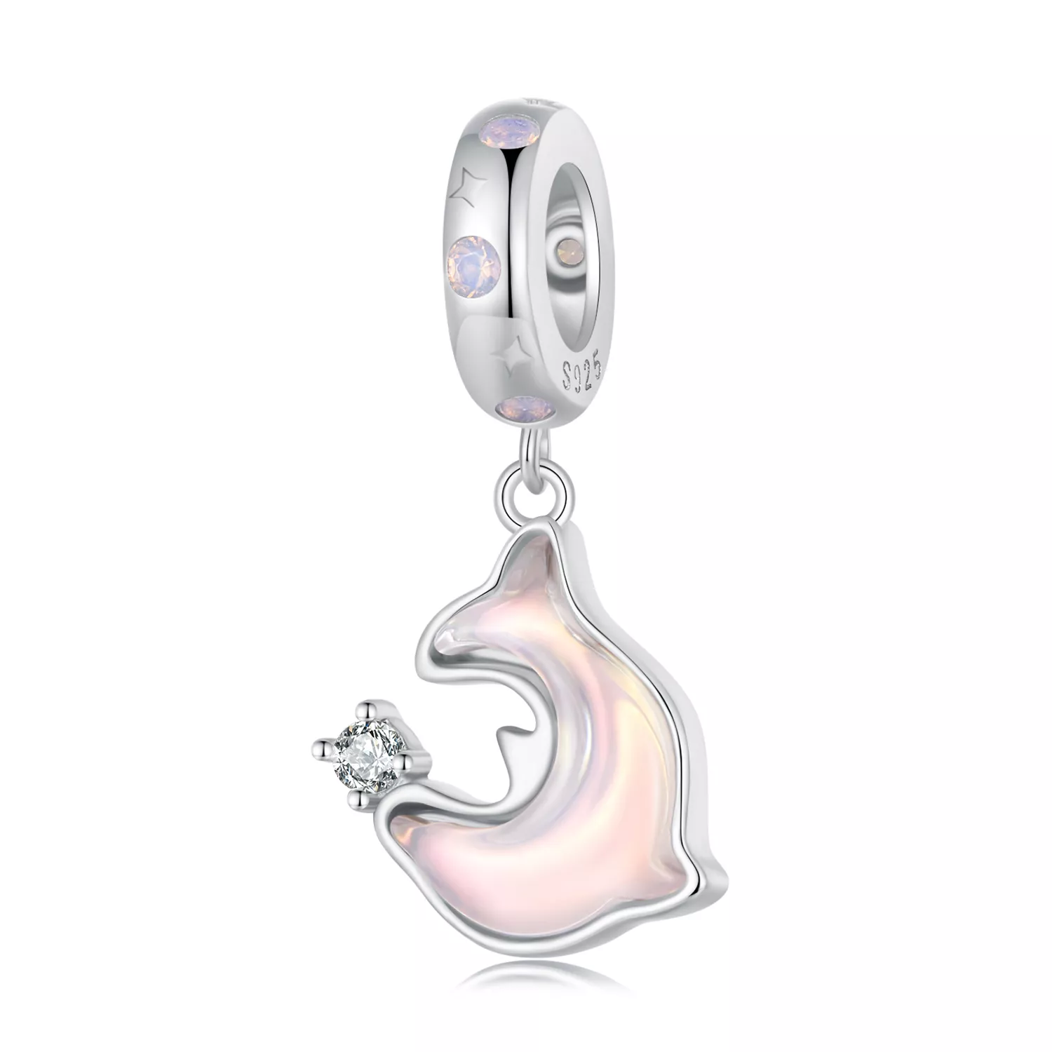 pendiente de lfín rosa estilo pandora scc2639