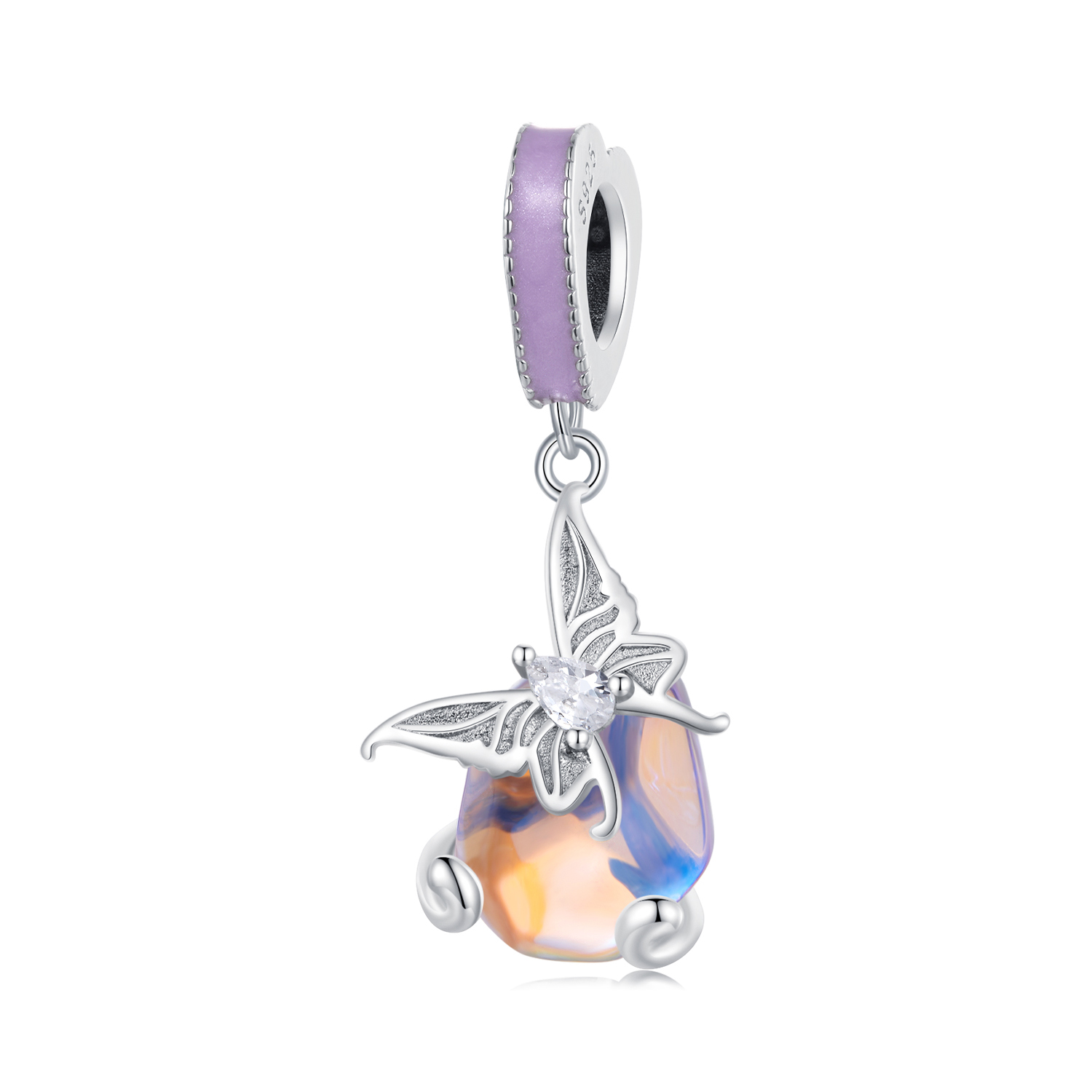 pendiente de mariposa estilo pandora con dije scc2546