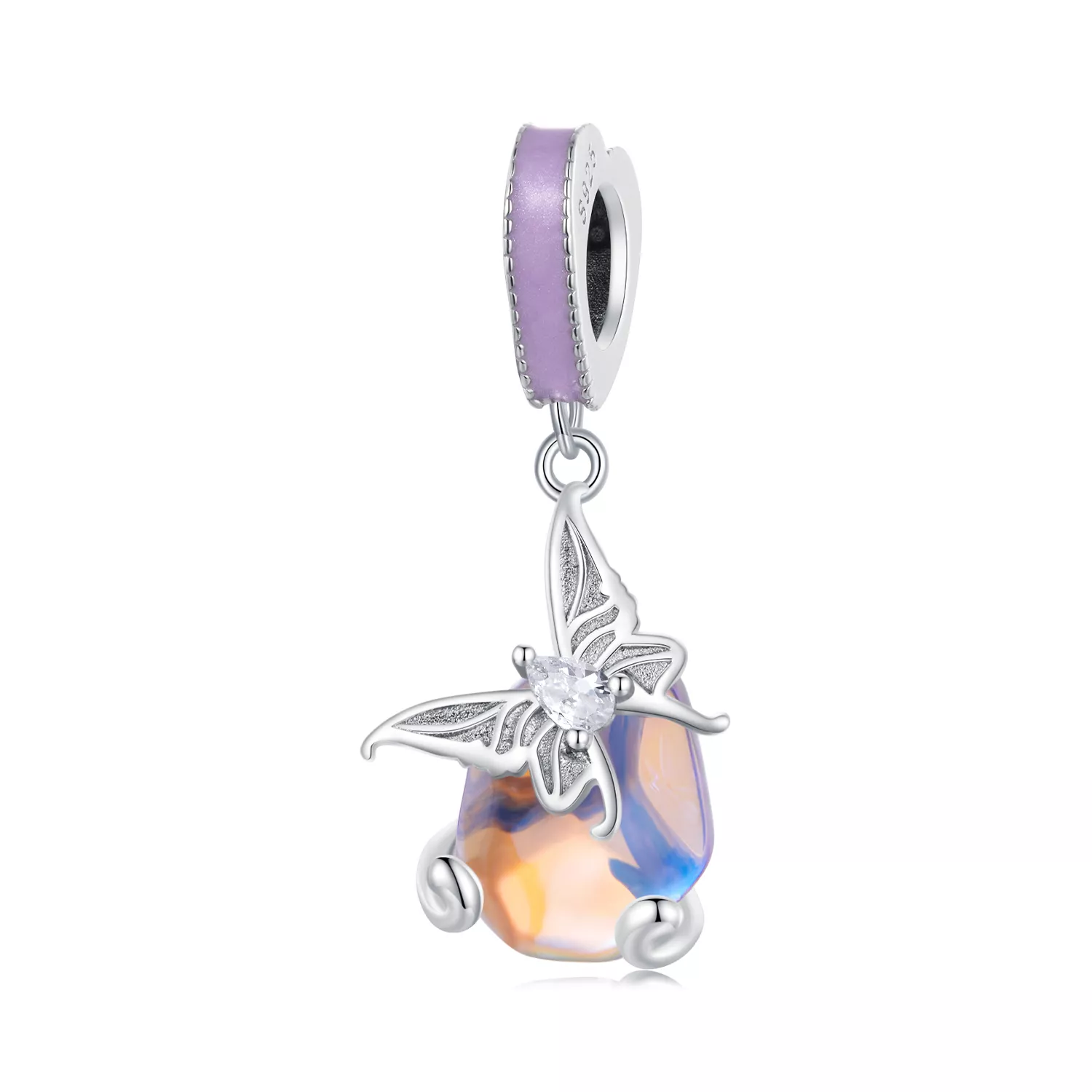 pendiente de mariposa estilo pandora con dije scc2546