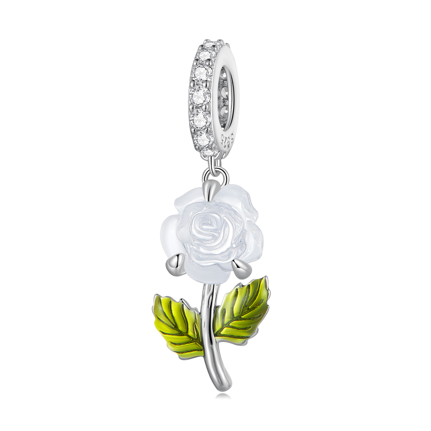 pendiente de rosa de cristal estilo pandora bsc824