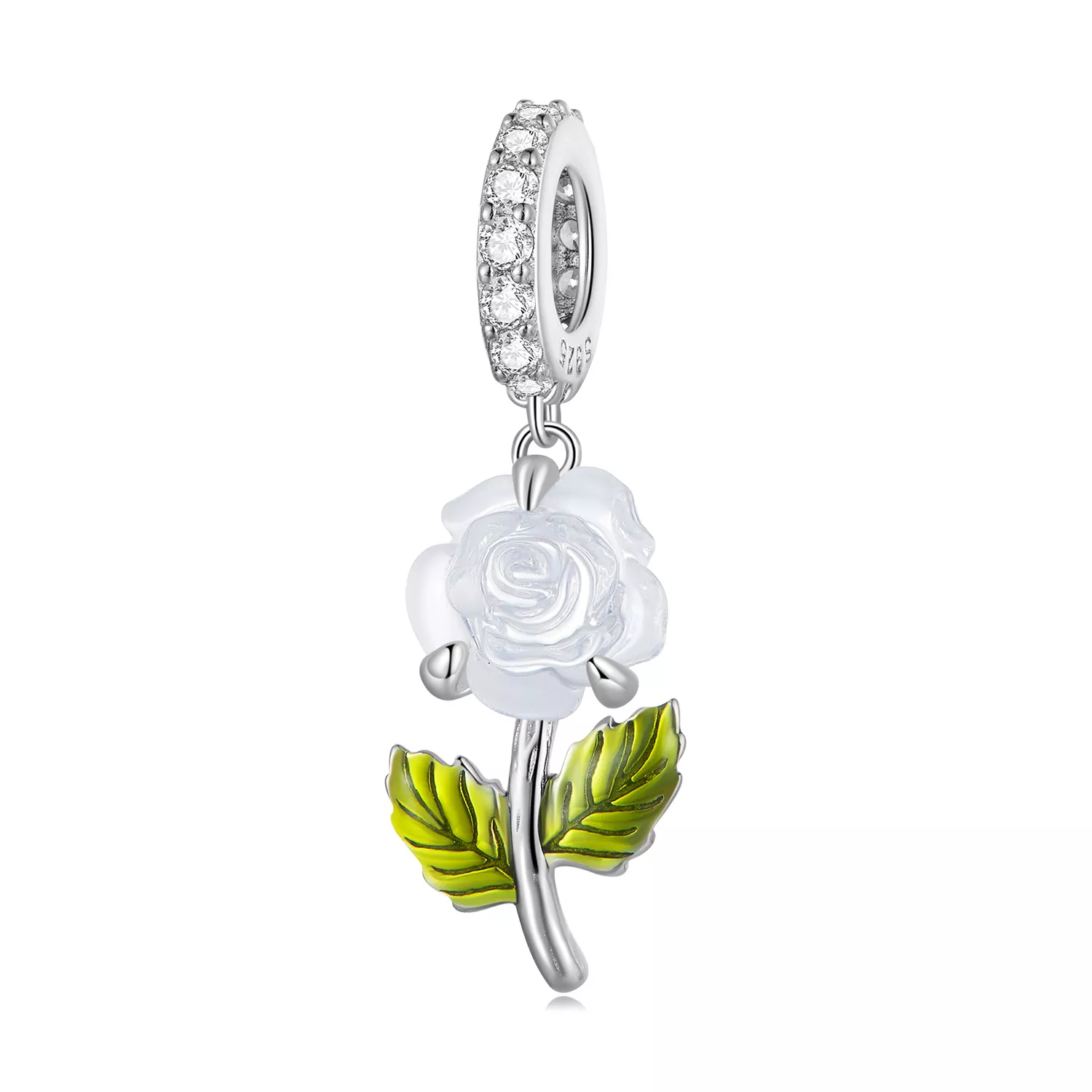 pendiente de rosa de cristal estilo pandora bsc824
