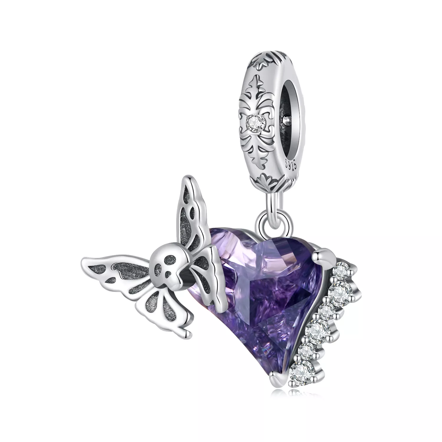 pendiente de silicona con colgante de calavera y mariposa al estilo pandora bsc912