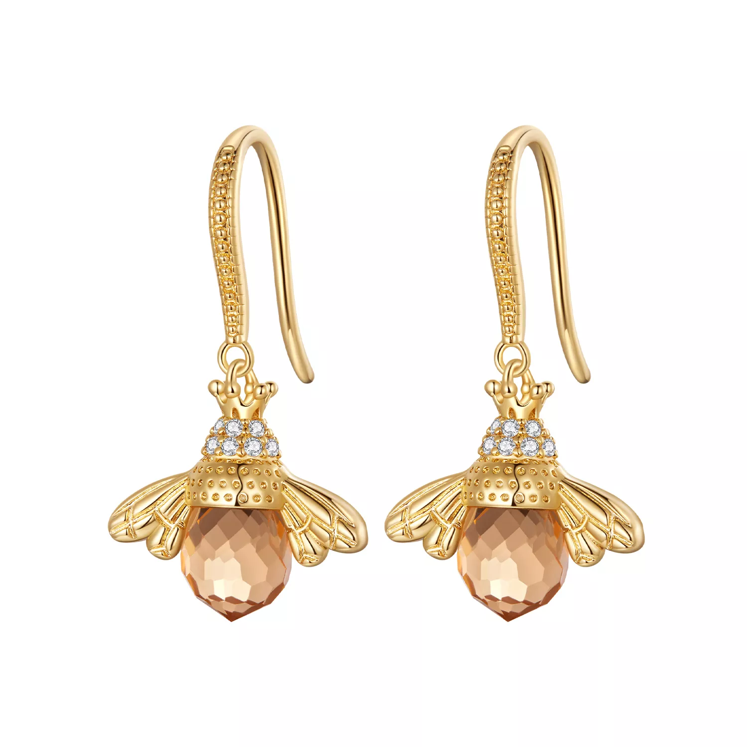 pendientes colgantes estilo pandora con abeja dorada sce149 b