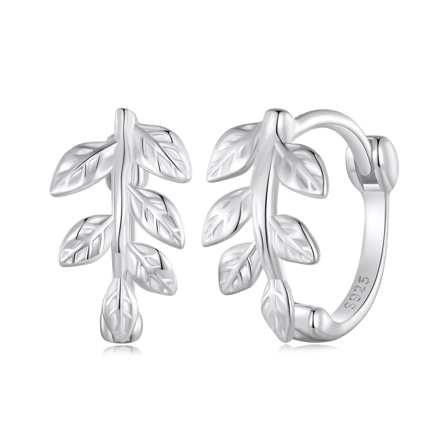 pendientes de aro con diseño de hoja estilo pandora sce1660