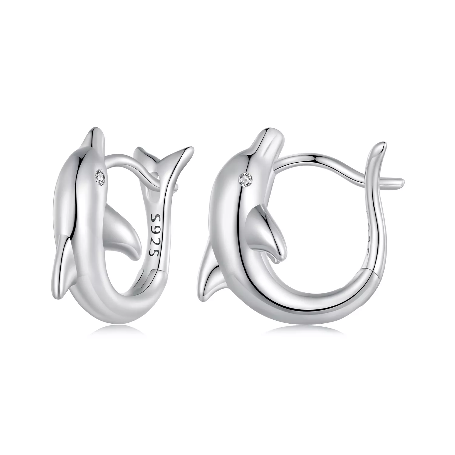 pendientes de aro con estilo de delfín al estilo pandora bse881