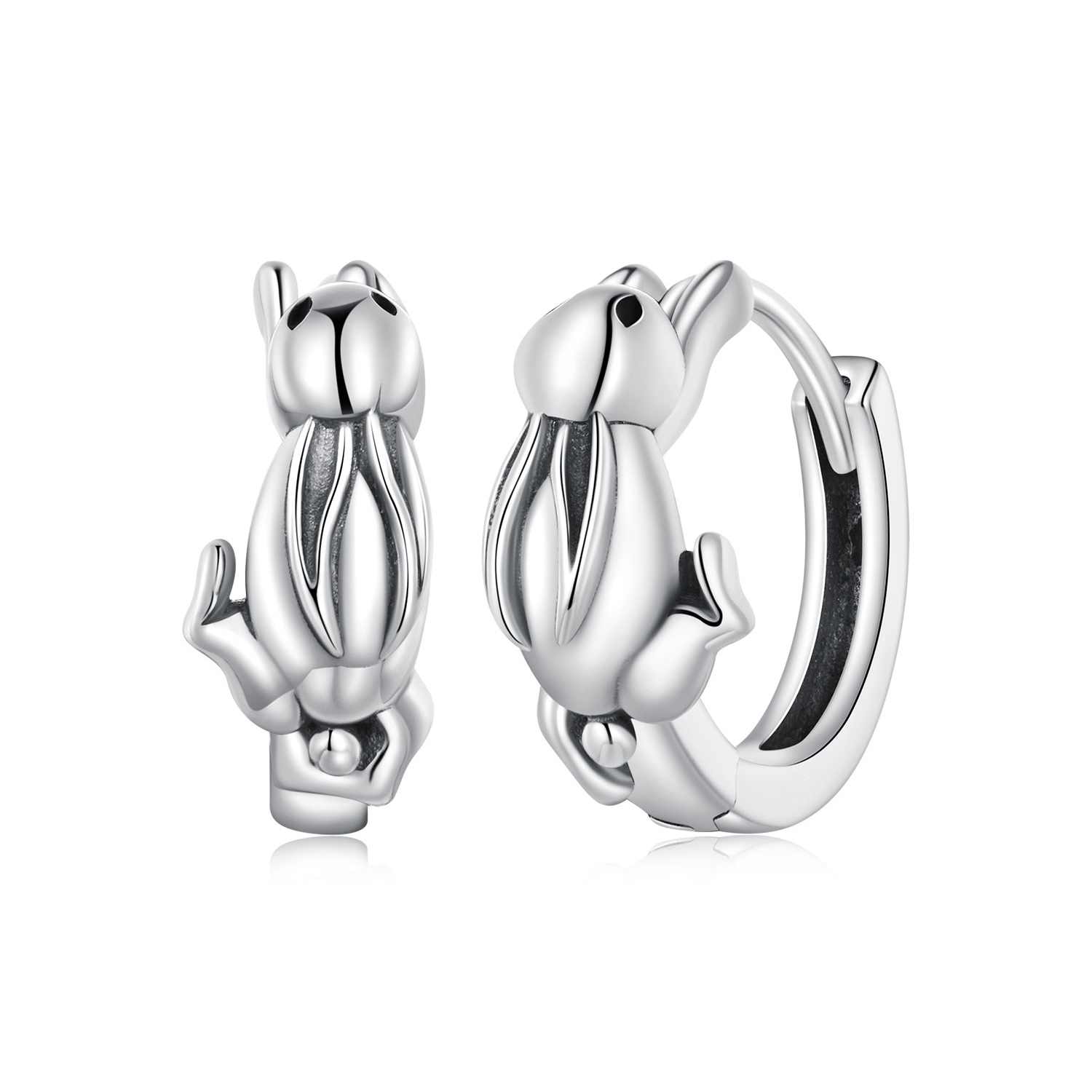 pendientes de aro con estilo pandora de conejo sce1616