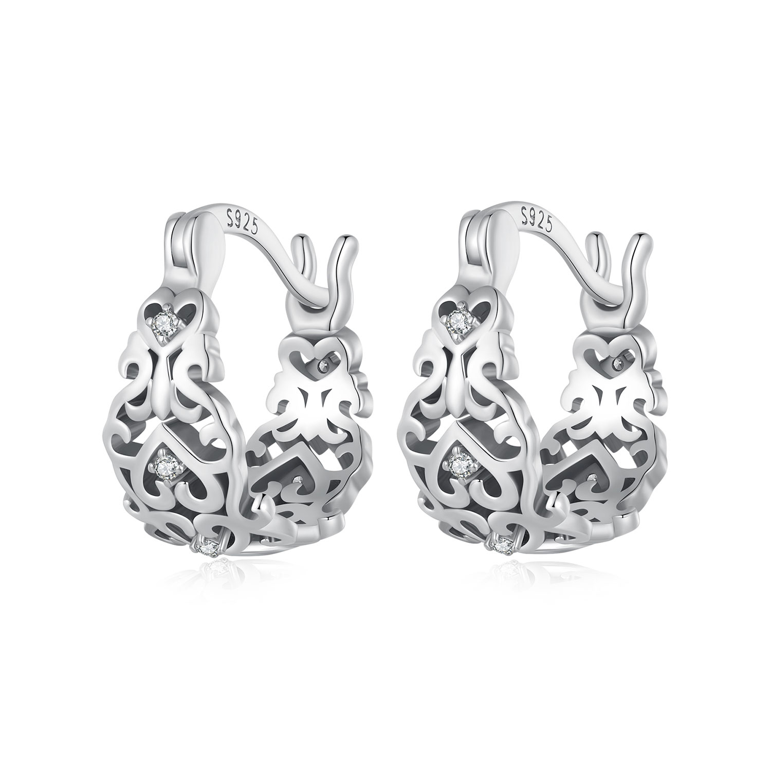 pendientes de aro con estilo pandora y patrón retro sce1650