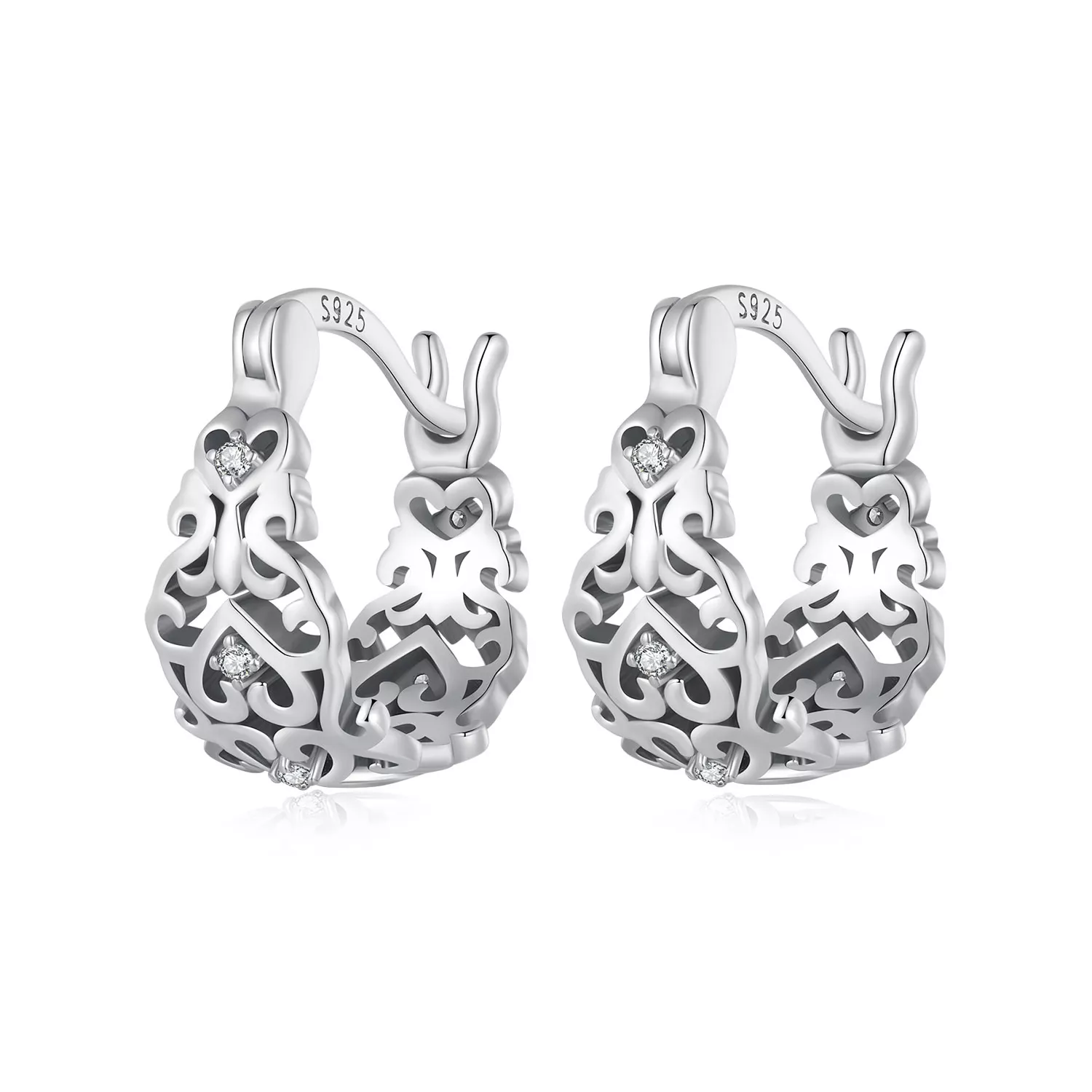 pendientes de aro con estilo pandora y patrón retro sce1650