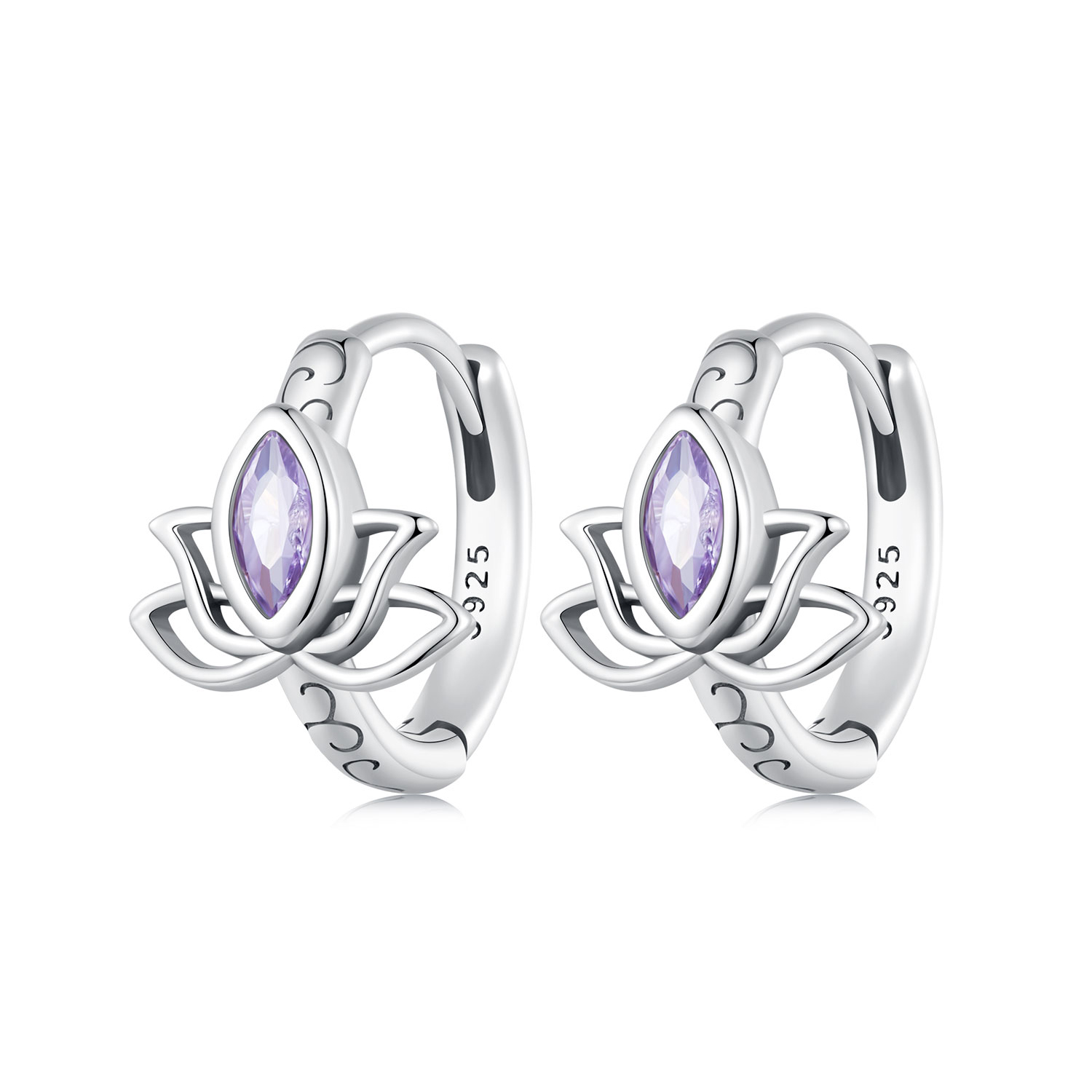 pendientes de aro estilo pandora con diseño de loto sce1648