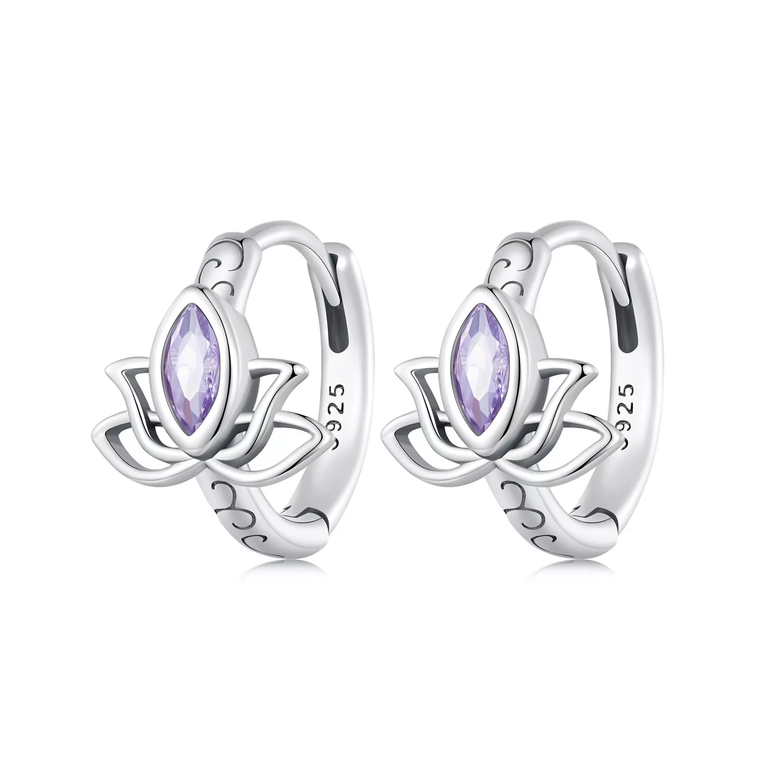pendientes de aro estilo pandora con diseño de loto sce1648