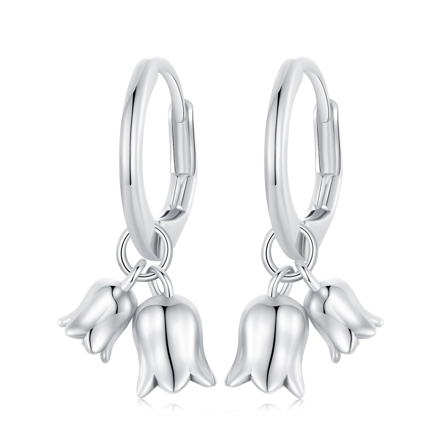 pendientes de aro estilo pandora con lirios del valle bse909