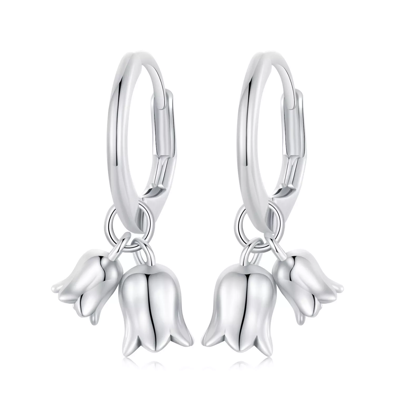pendientes de aro estilo pandora con lirios del valle bse909