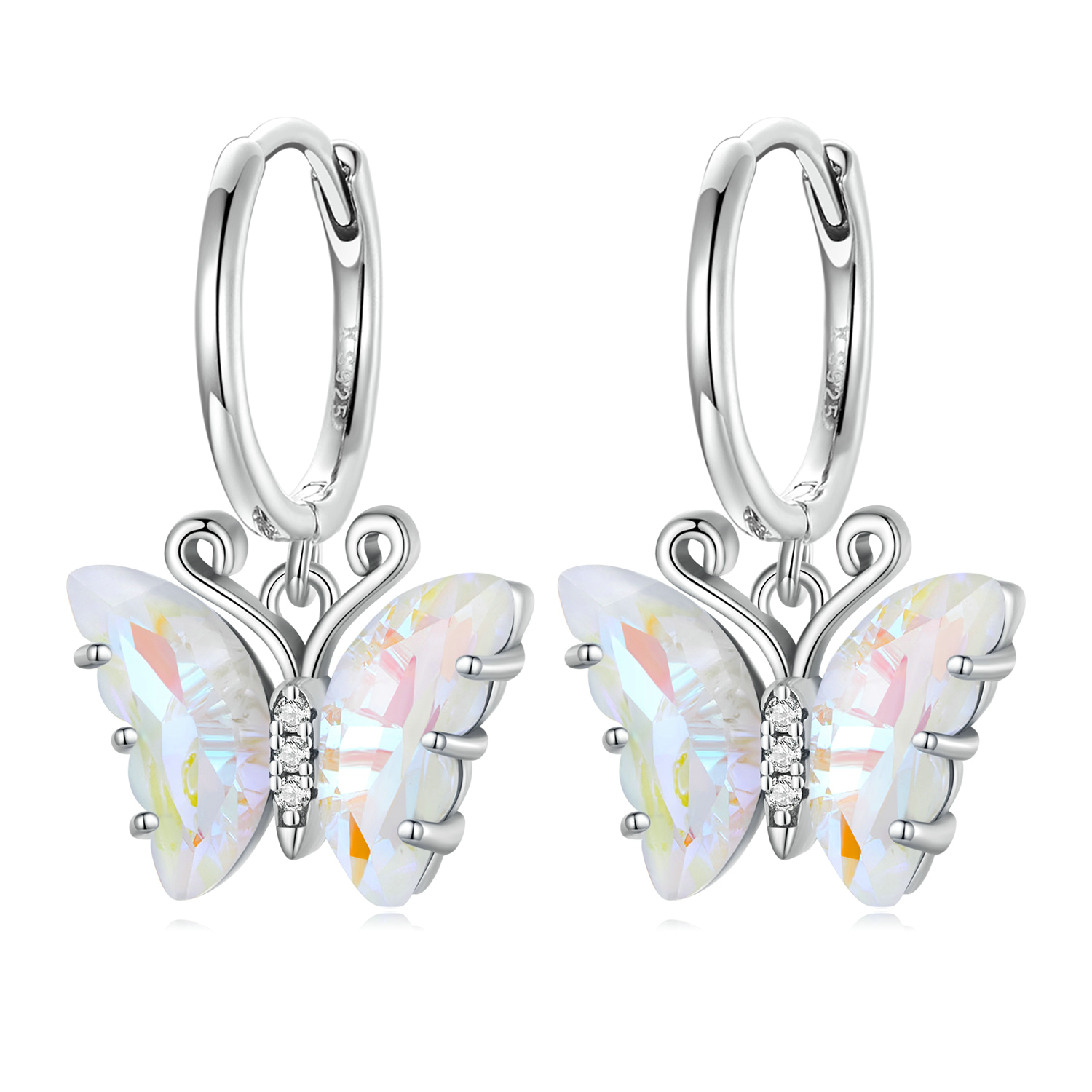 pendientes de aro estilo pandora con mariposa sinfónica sce1588 cf