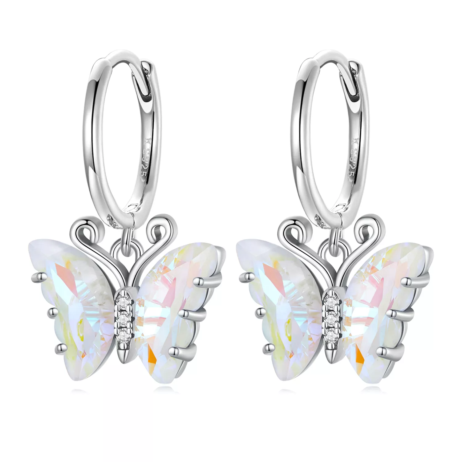 pendientes de aro estilo pandora con mariposa sinfónica sce1588 cf
