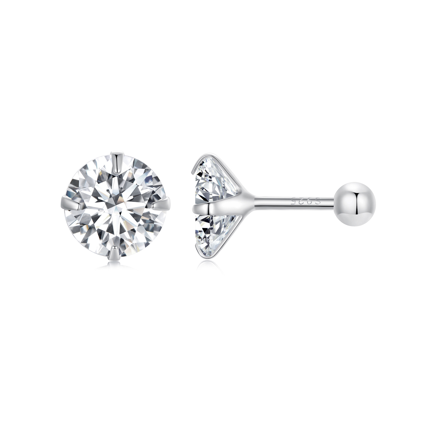 pendientes de botón de estilo pandora con circonio blanco sce1646 l