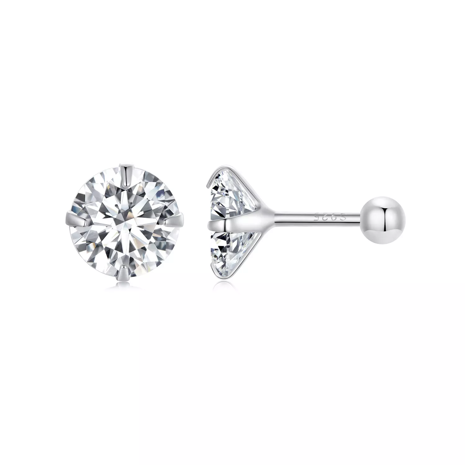 pendientes de botón de estilo pandora con circonio blanco sce1646 l
