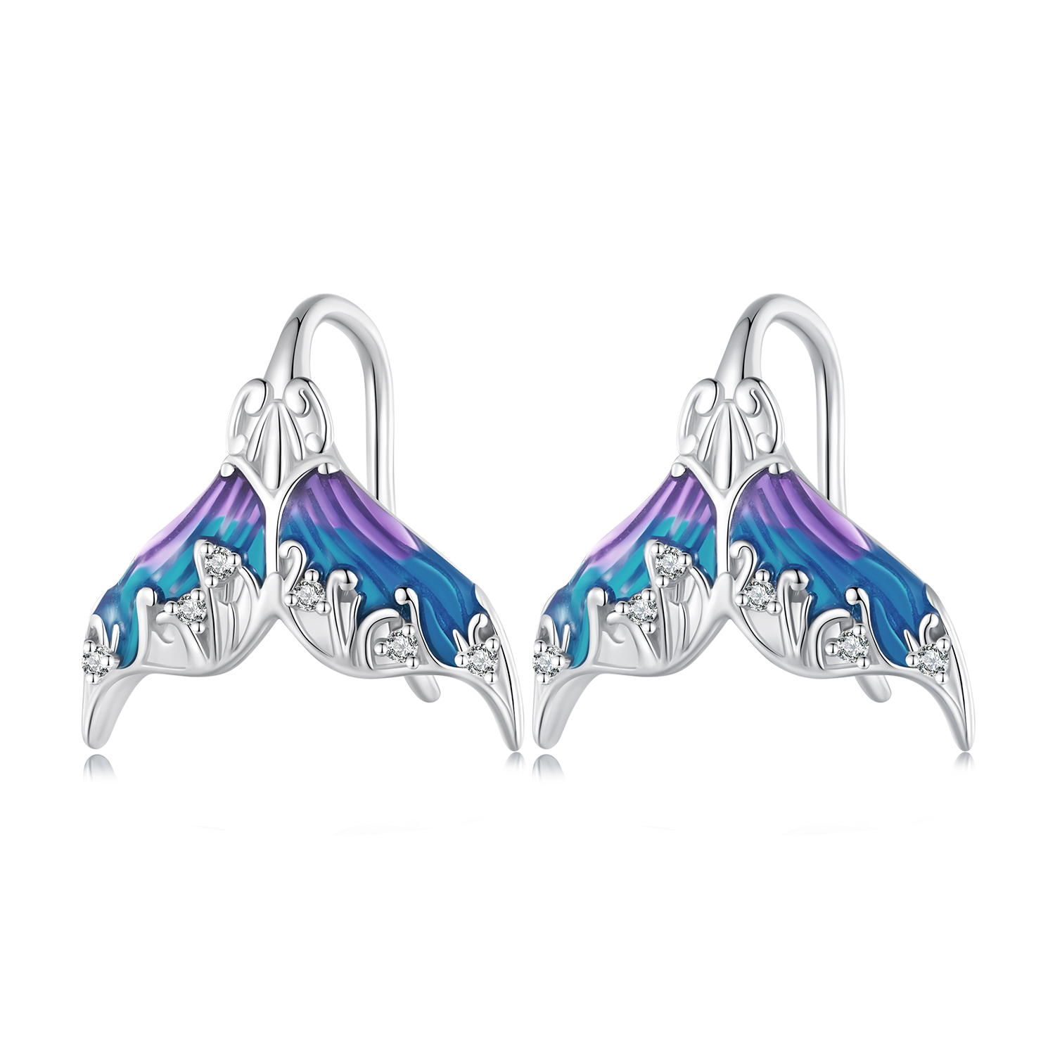 pendientes de botón estilo pandora con cola de sirena dreamman bse921