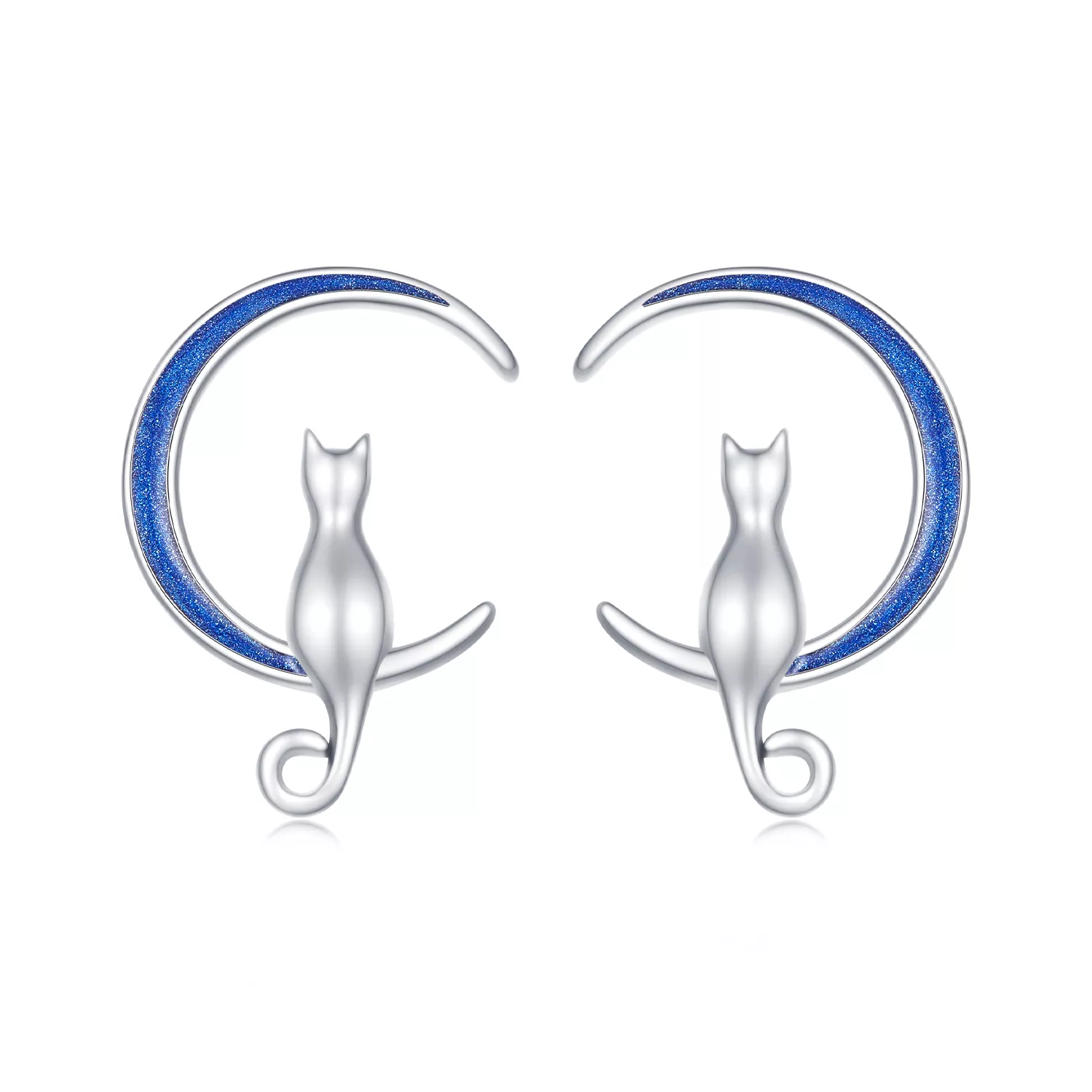 pendientes de botón estilo pandora con diseño de gato lunar sce1609
