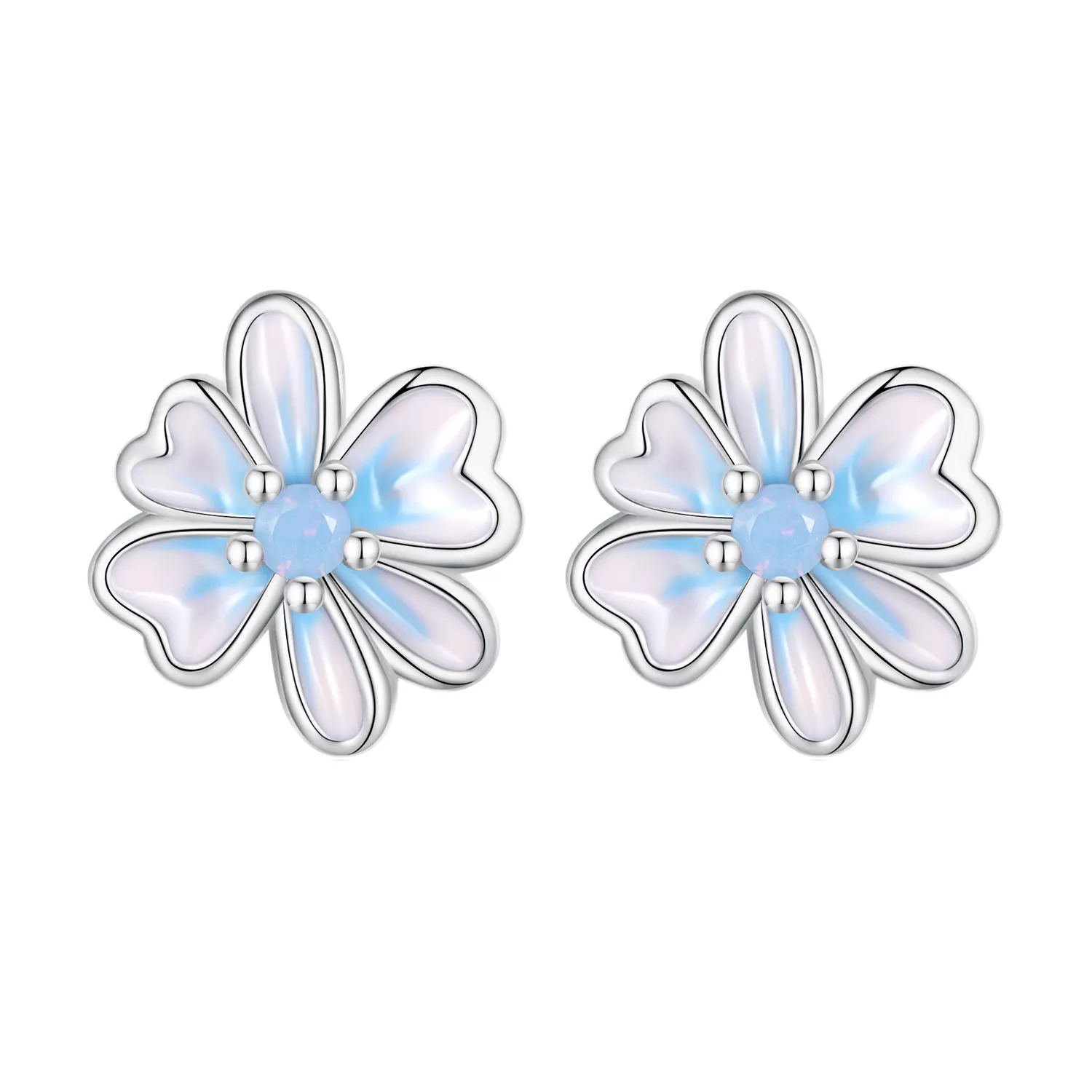 pendientes de botón estilo pandora con flores sce1572