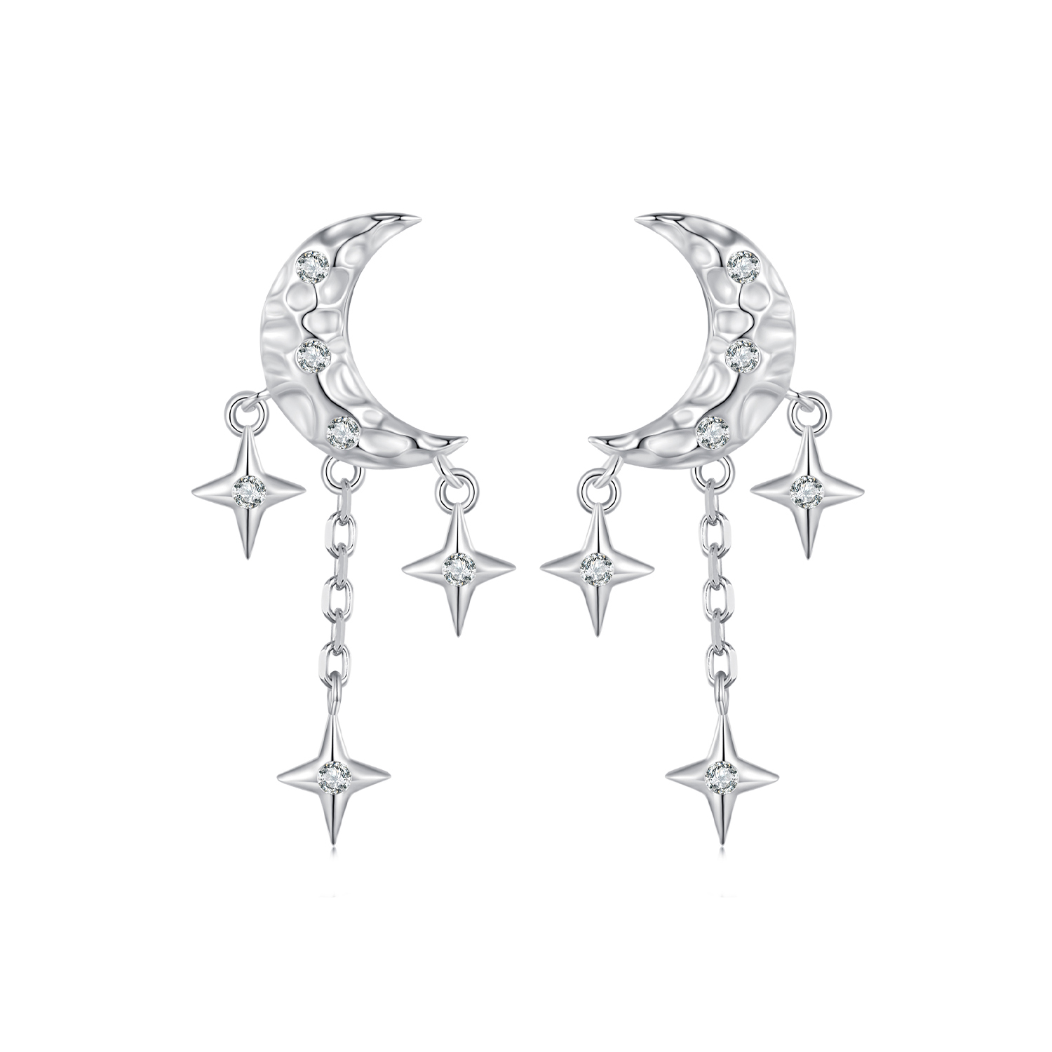 pendientes de estilo pandora con borla de luna bse858