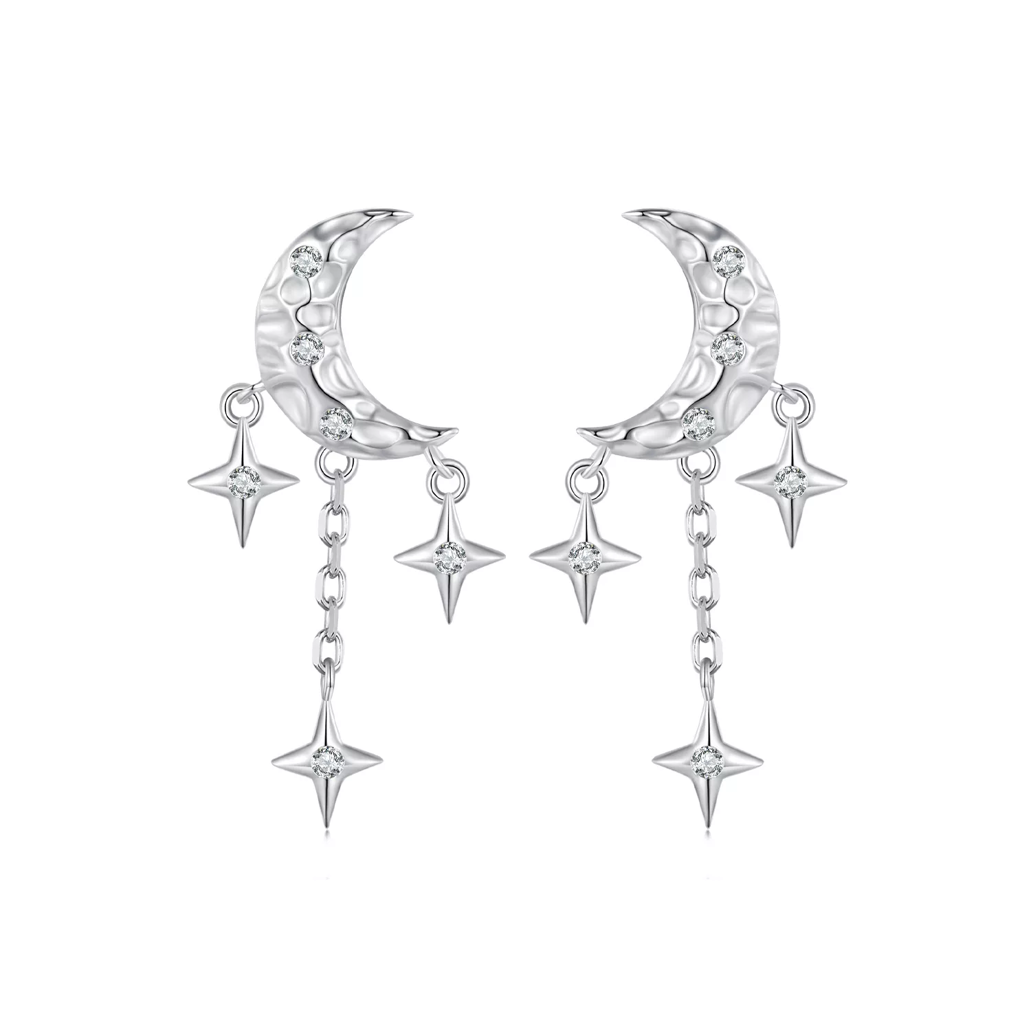 pendientes de estilo pandora con borla de luna bse858