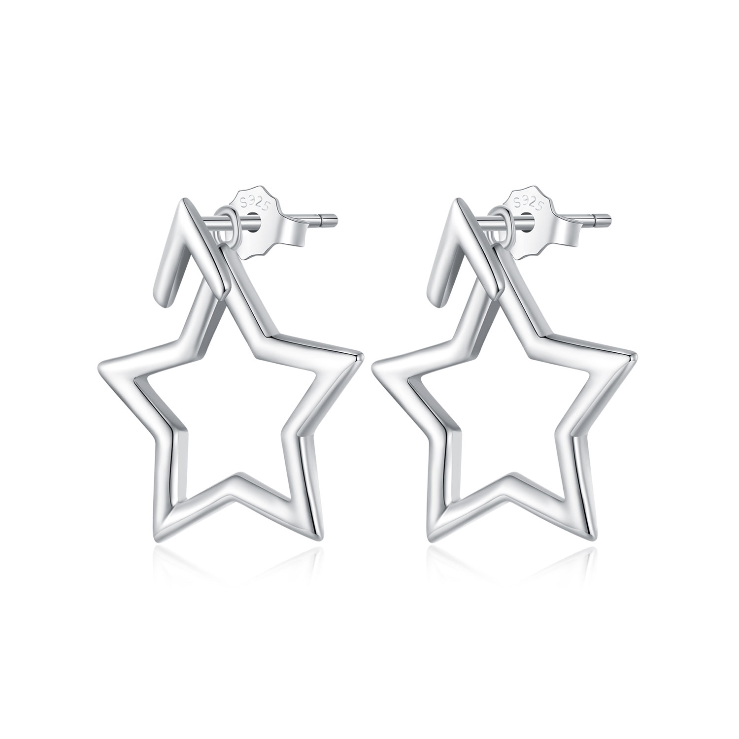 pendientes de estilo pandora con estrellas de cinco puntas bse901