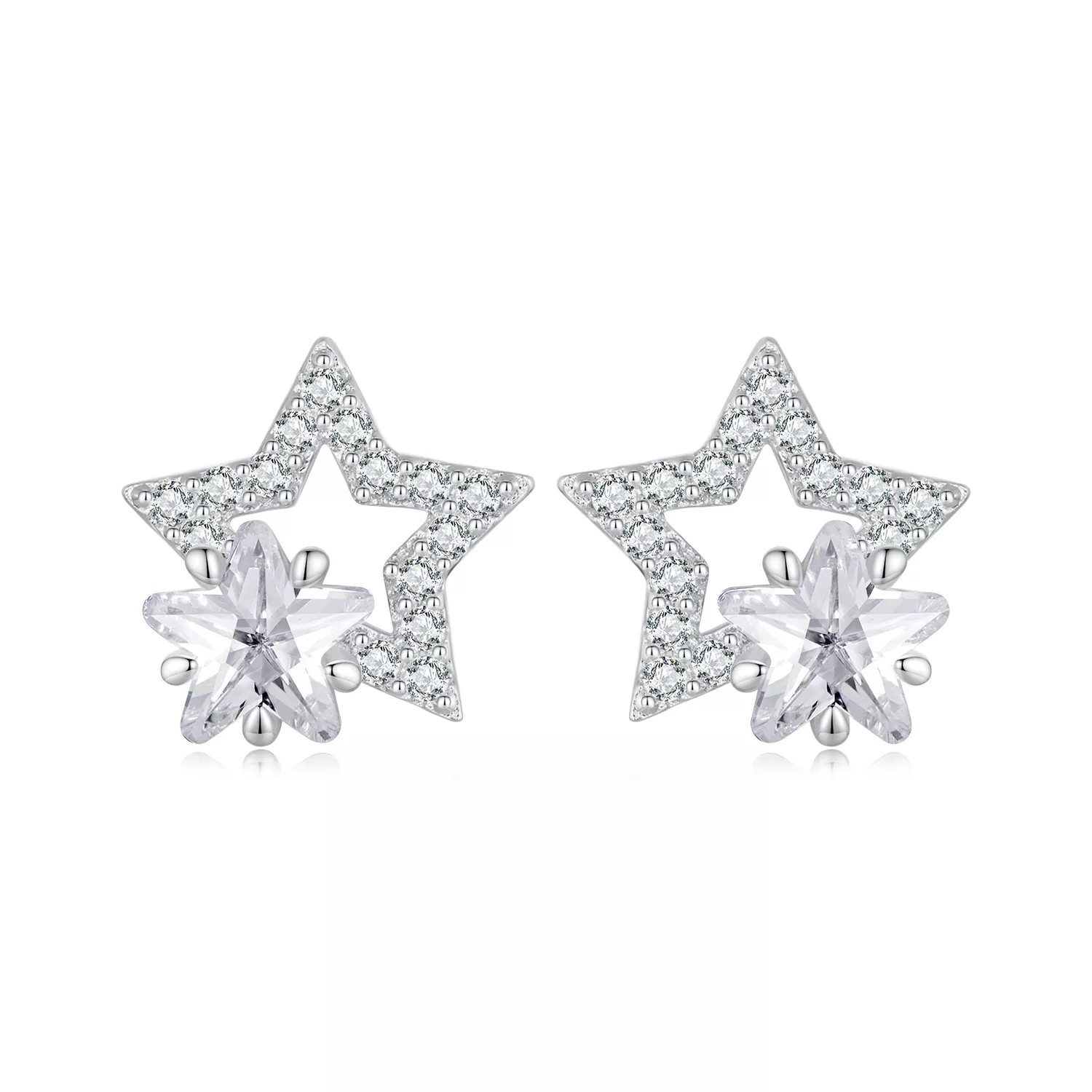 pendientes de estilo pandora con forma de estrellas bse878