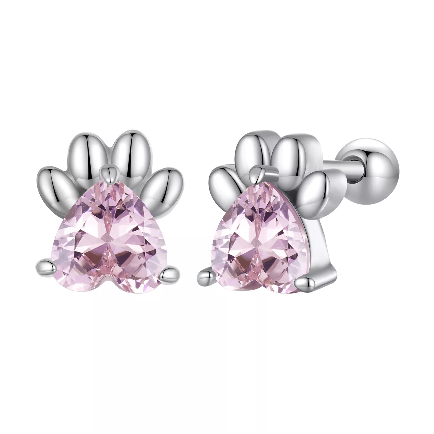 pendientes de estilo pandora con huellas de perro rosas sce1574