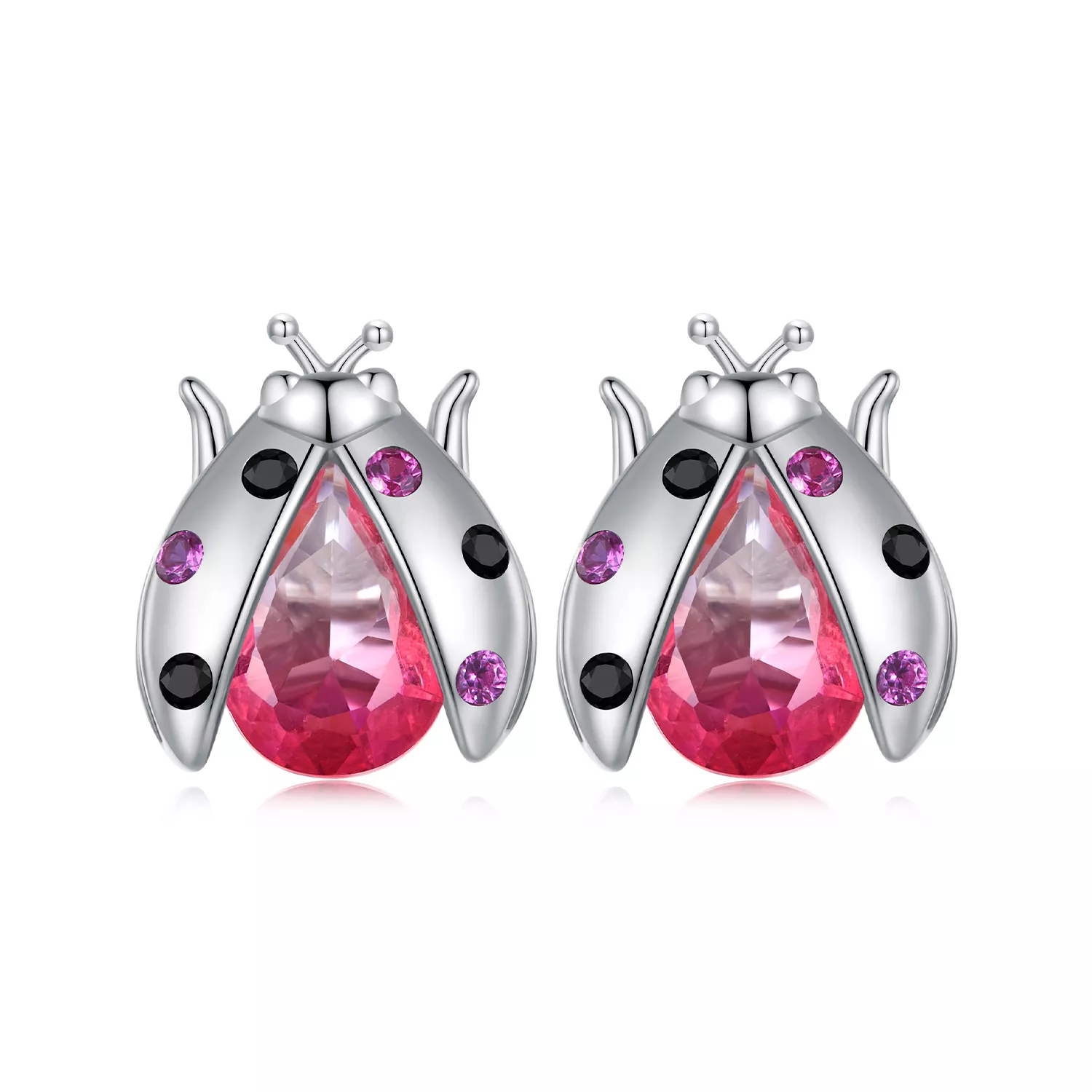 pendientes de estilo pandora con mariquitas sce1634