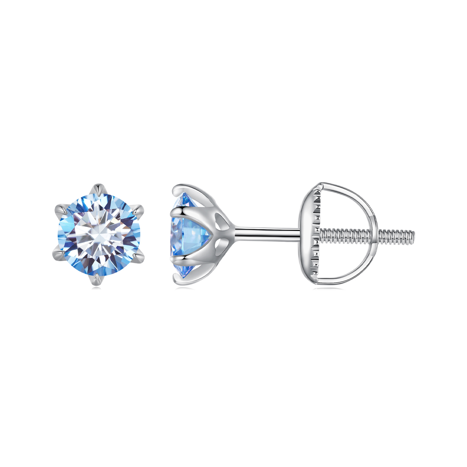 pendientes de estilo pandora con moissanita aquamarina mse025 slb