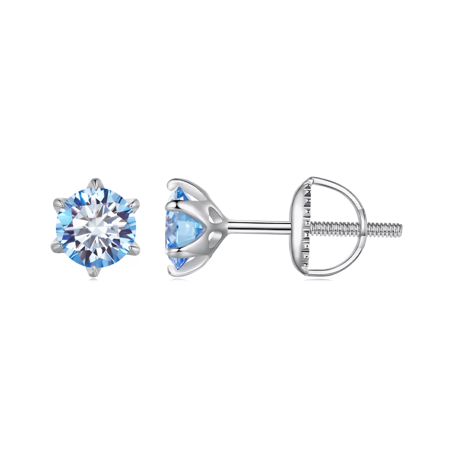 pendientes de estilo pandora con moissanita aquamarina mse025 slb