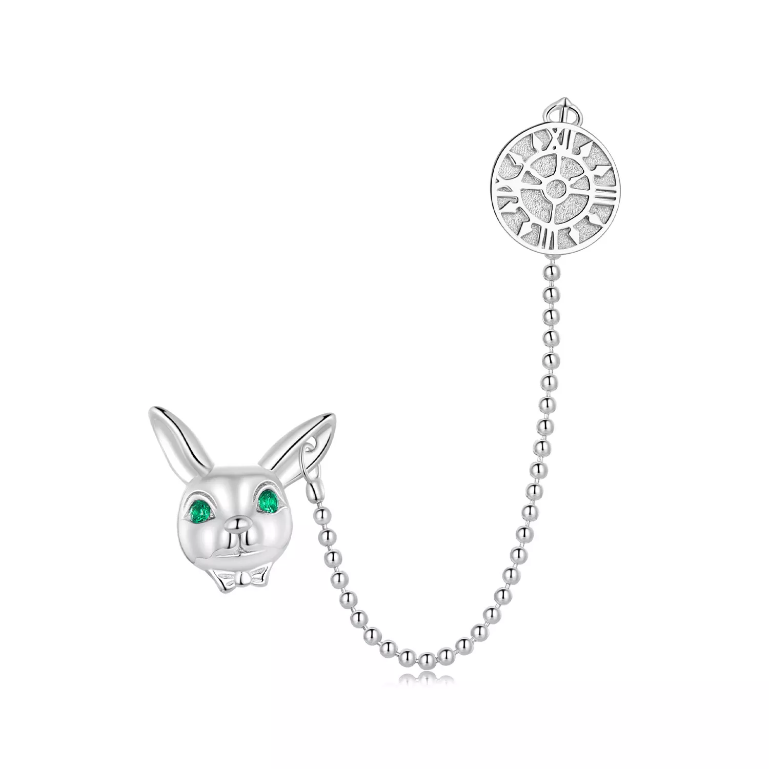 pendientes de estilo pandora con reloj de conejo blanco sce1617